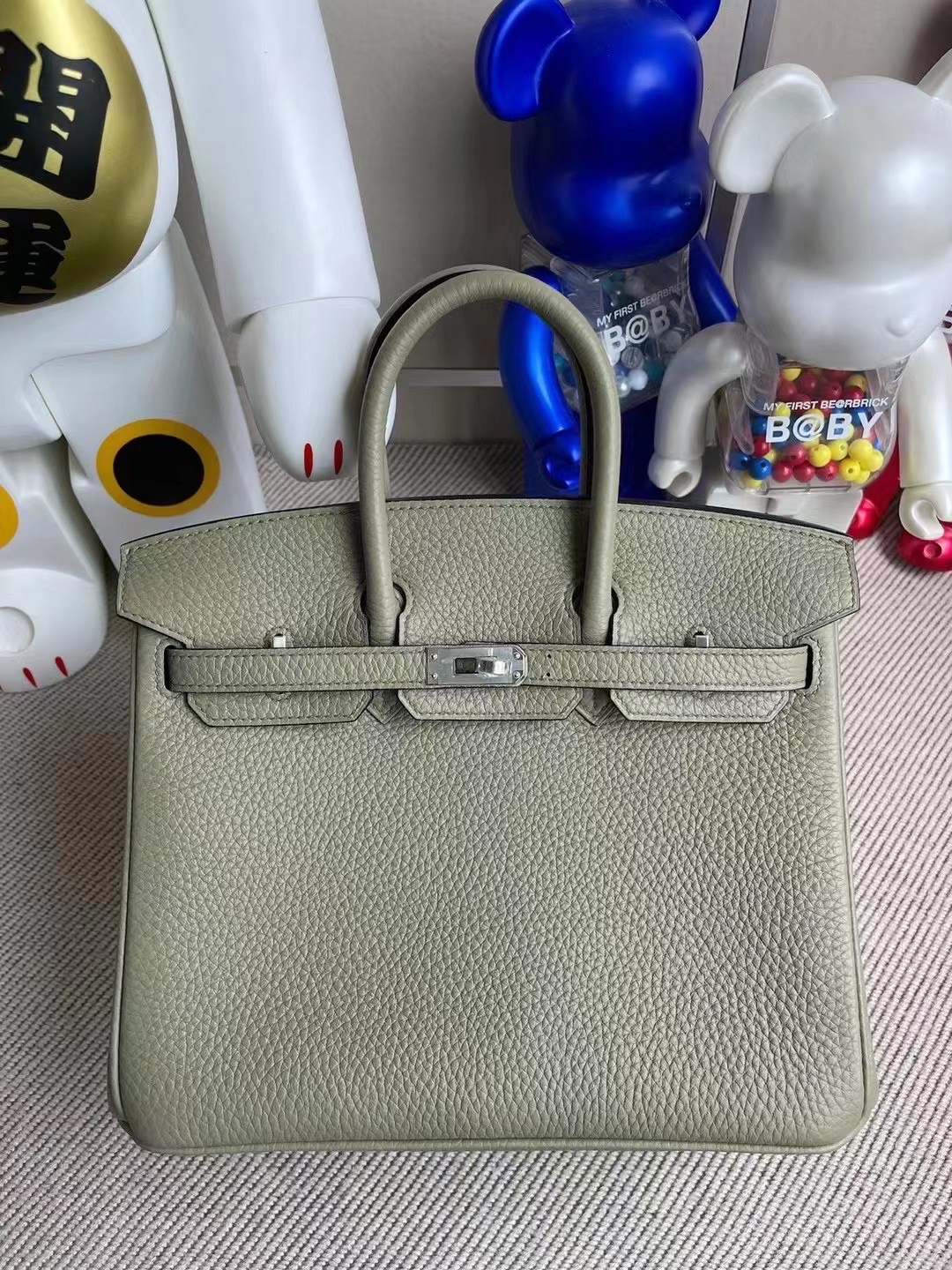 Hong Kong Hermes Birkin 25cm Q1 Sauge 鼠尾草綠 全手工蜜蠟線縫製 銀扣