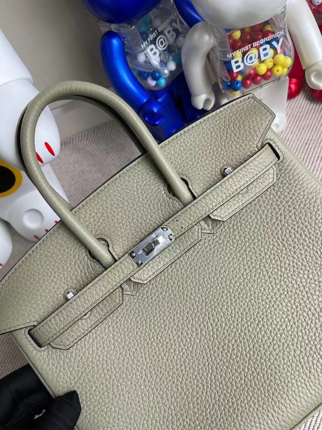 Hong Kong Hermes Birkin 25cm Q1 Sauge 鼠尾草綠 全手工蜜蠟線縫製 銀扣