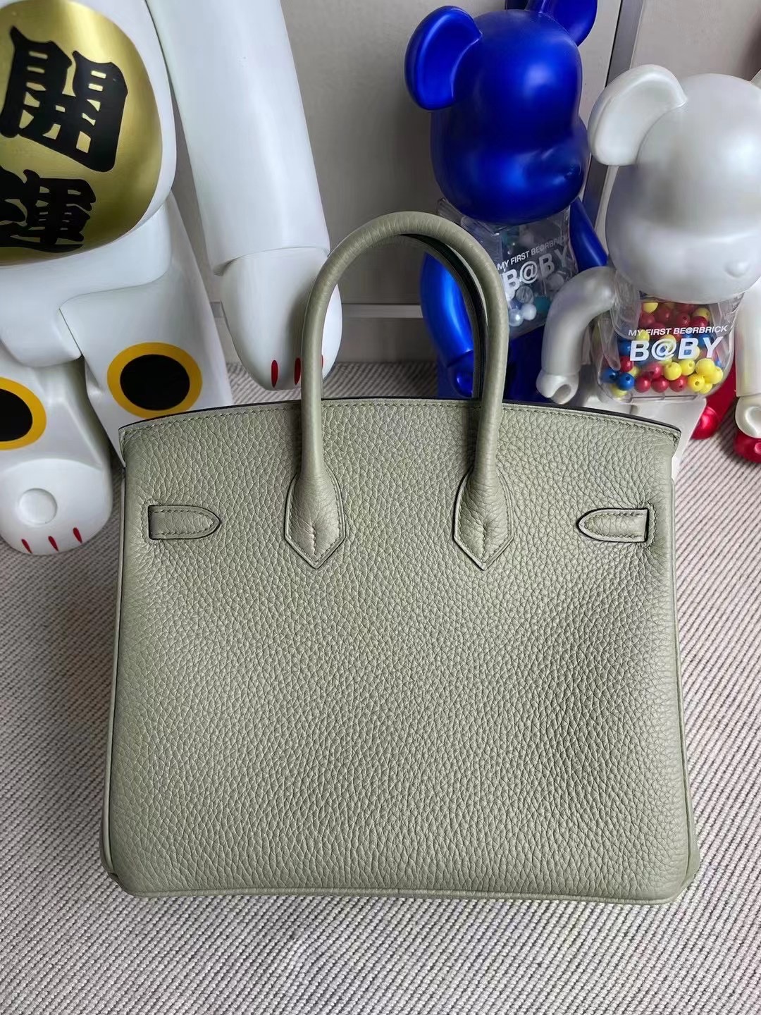 Hong Kong Hermes Birkin 25cm Q1 Sauge 鼠尾草綠 全手工蜜蠟線縫製 銀扣