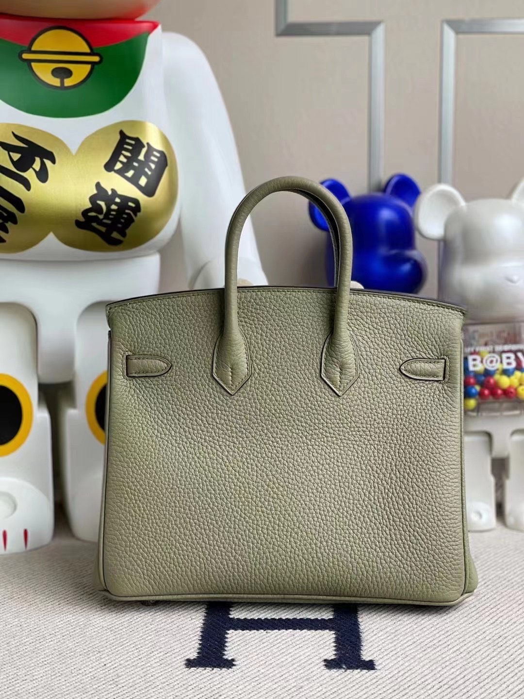 Hong Kong Hermes Birkin 25cm Q1 Sauge 鼠尾草綠 全手工蜜蠟線縫製 銀扣