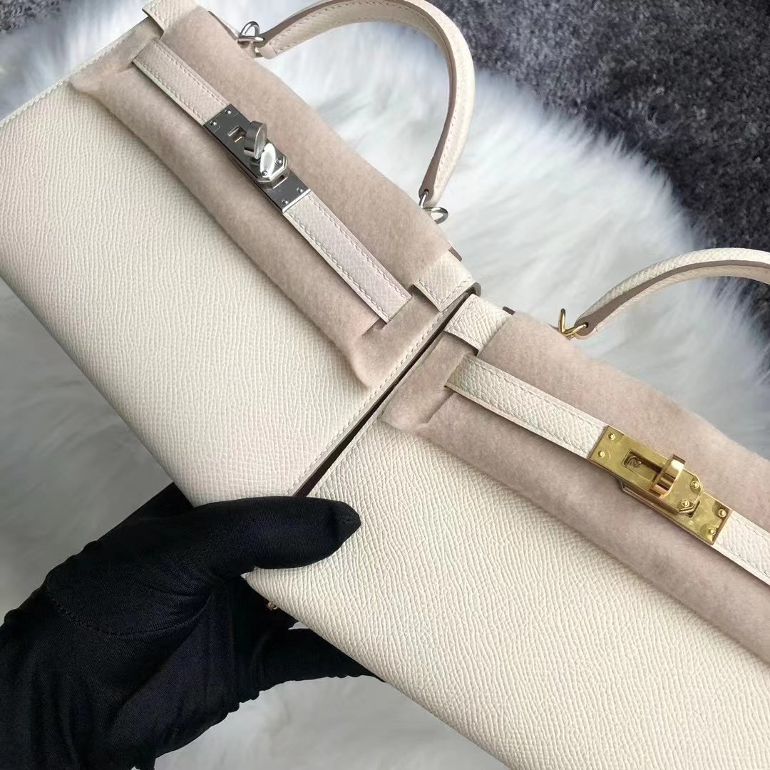 Hong Kong Hermes Kelly Mini Ⅱ Epsom i2 奶油白 nate 金扣