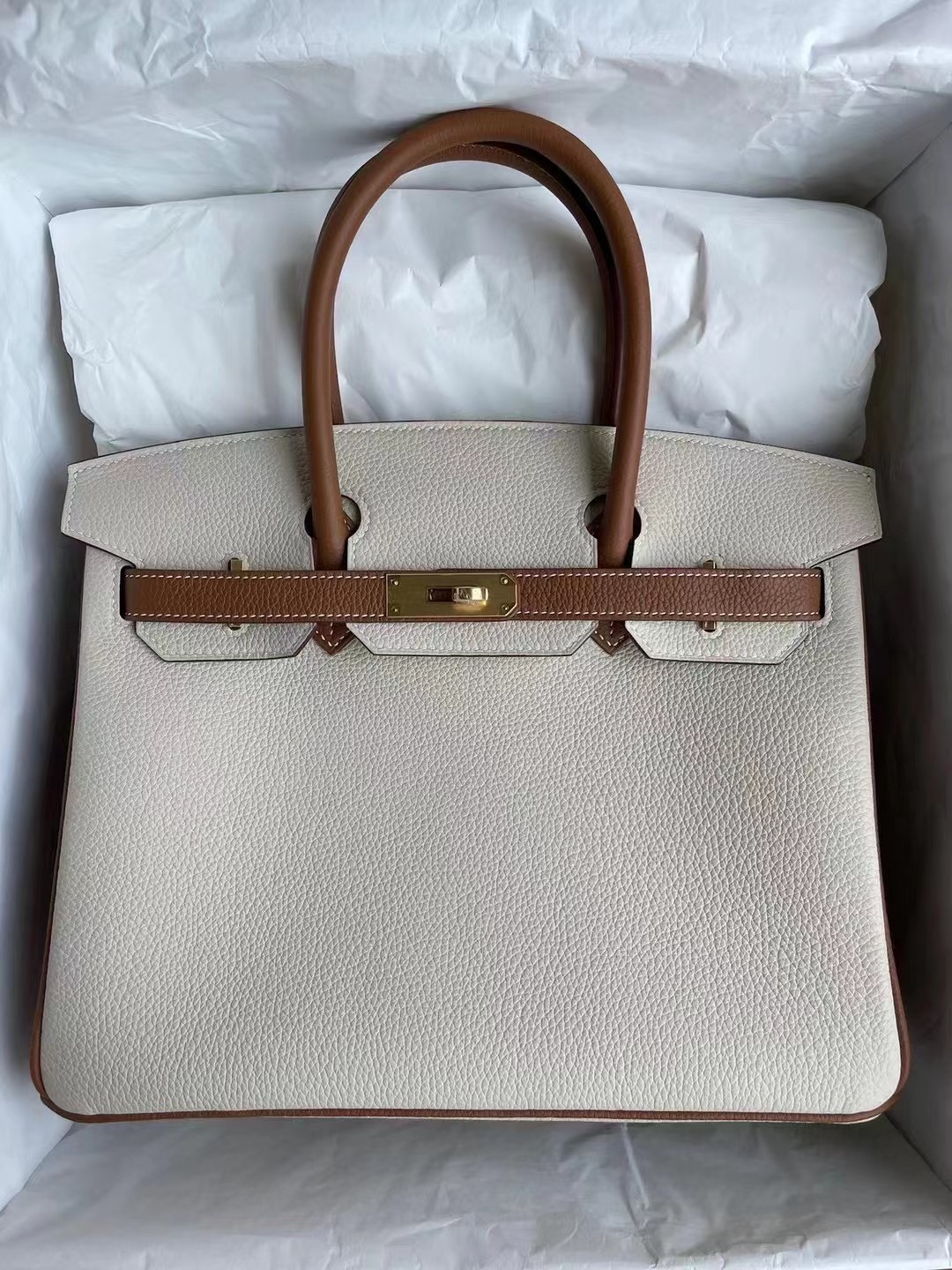 Taiwan Hermes Birkin 30cm Togo 10 Craie 奶昔白 37 Gold 金棕色 金扣