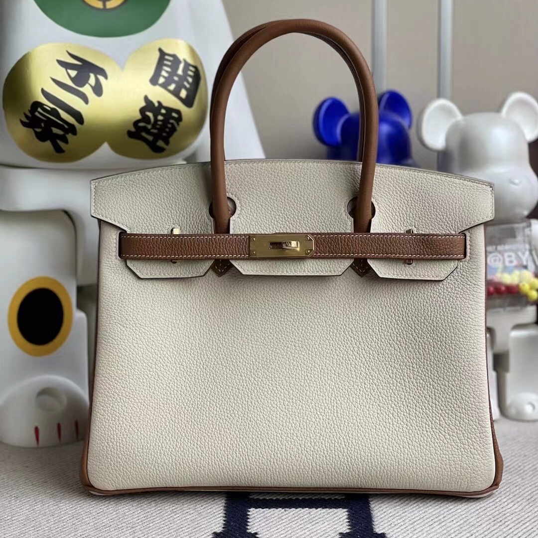 Taiwan Hermes Birkin 30cm Togo 10 Craie 奶昔白 37 Gold 金棕色 金扣