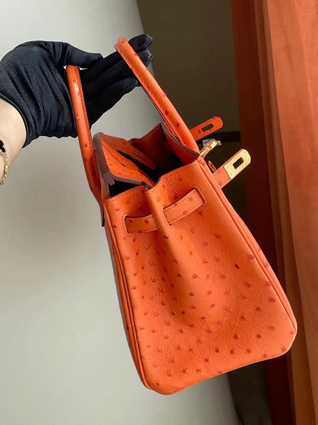 Saudi Arabia Hermes Birkin 25cm 93 Orange 橙色南非KK鴕鳥皮金扣