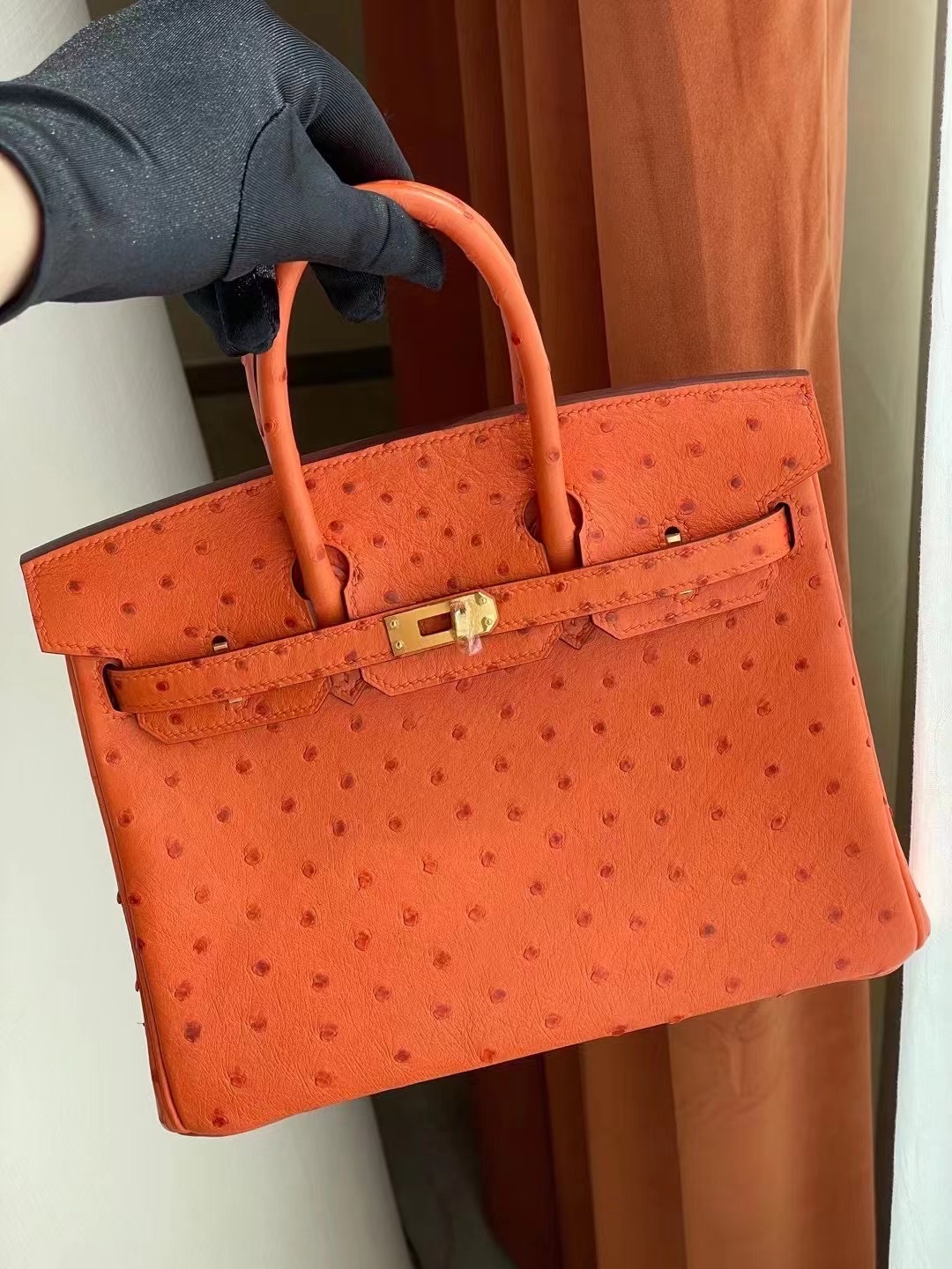 Saudi Arabia Hermes Birkin 25cm 93 Orange 橙色南非KK鴕鳥皮金扣