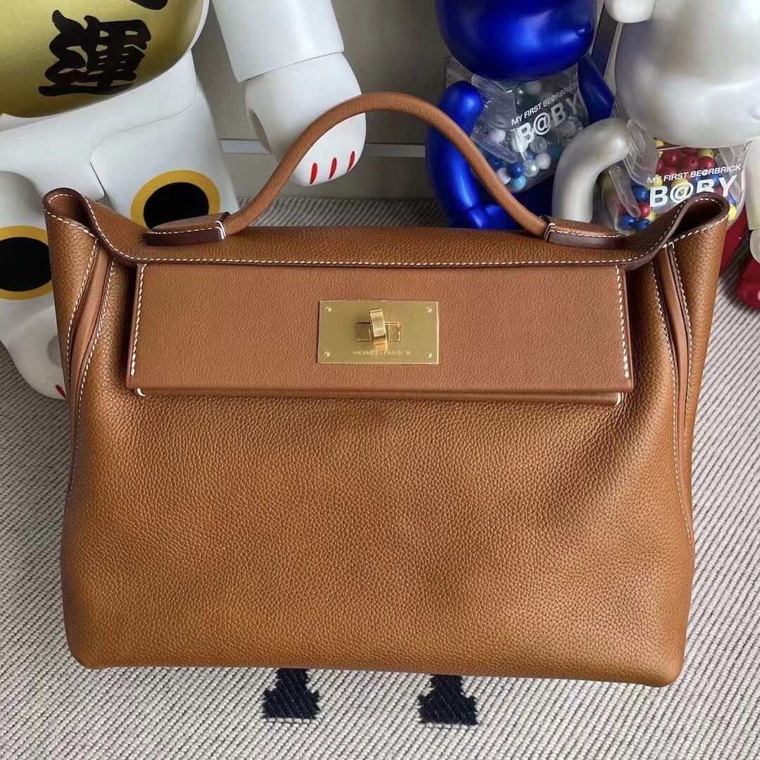 Taiwan Hermes Kelly 24/24 Barenia Foubourg 馬鞍皮 拼 Swift 37 Gold 金棕色