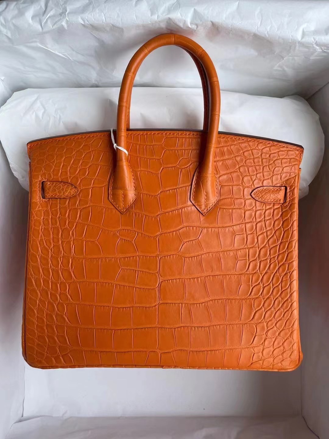 Singapore Hermes Birkin 25cm 霧面美洲鱷魚 8V Orange Poppy 罌粟橘 金扣