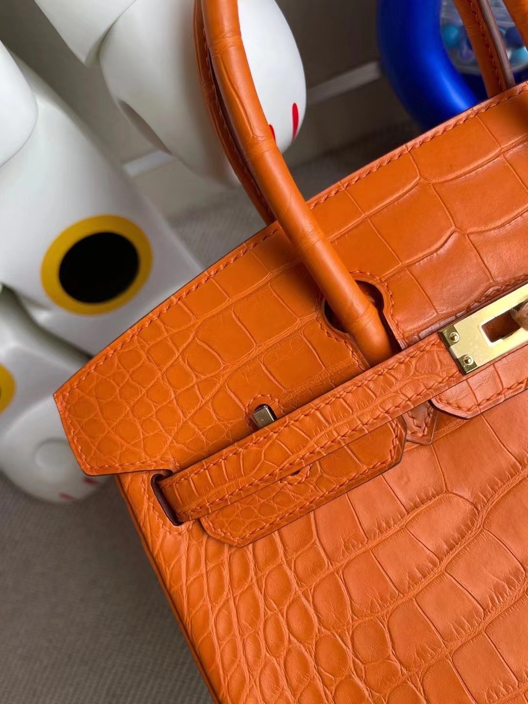 Singapore Hermes Birkin 25cm 霧面美洲鱷魚 8V Orange Poppy 罌粟橘 金扣