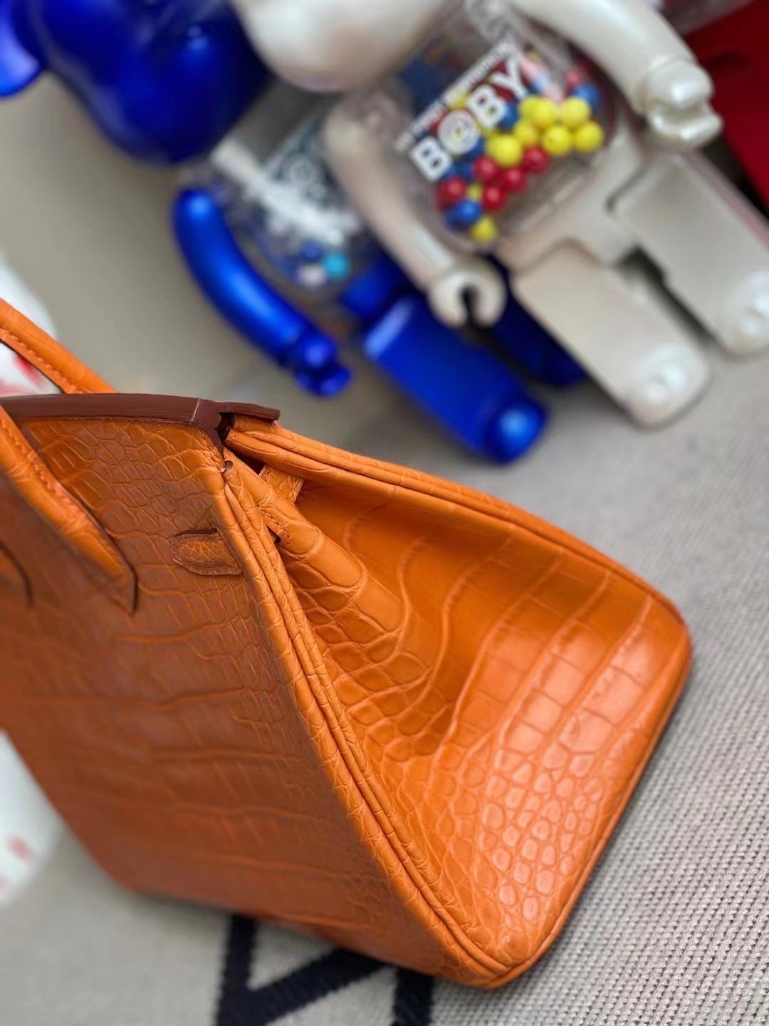 Singapore Hermes Birkin 25cm 霧面美洲鱷魚 8V Orange Poppy 罌粟橘 金扣