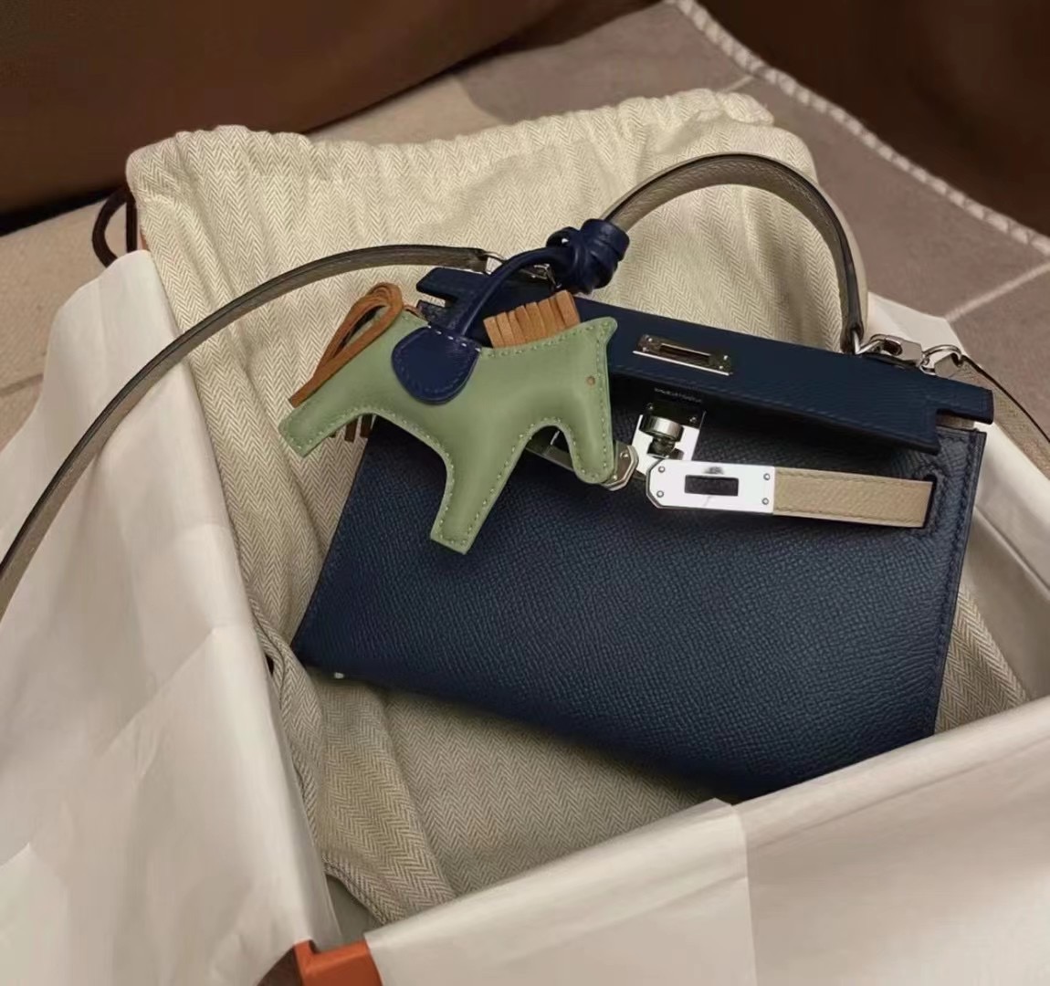 Malaysia Hermes Kelly Mini Ⅱ Epsom S4 Deep Blue 深邃藍 S2 Trench 風衣灰