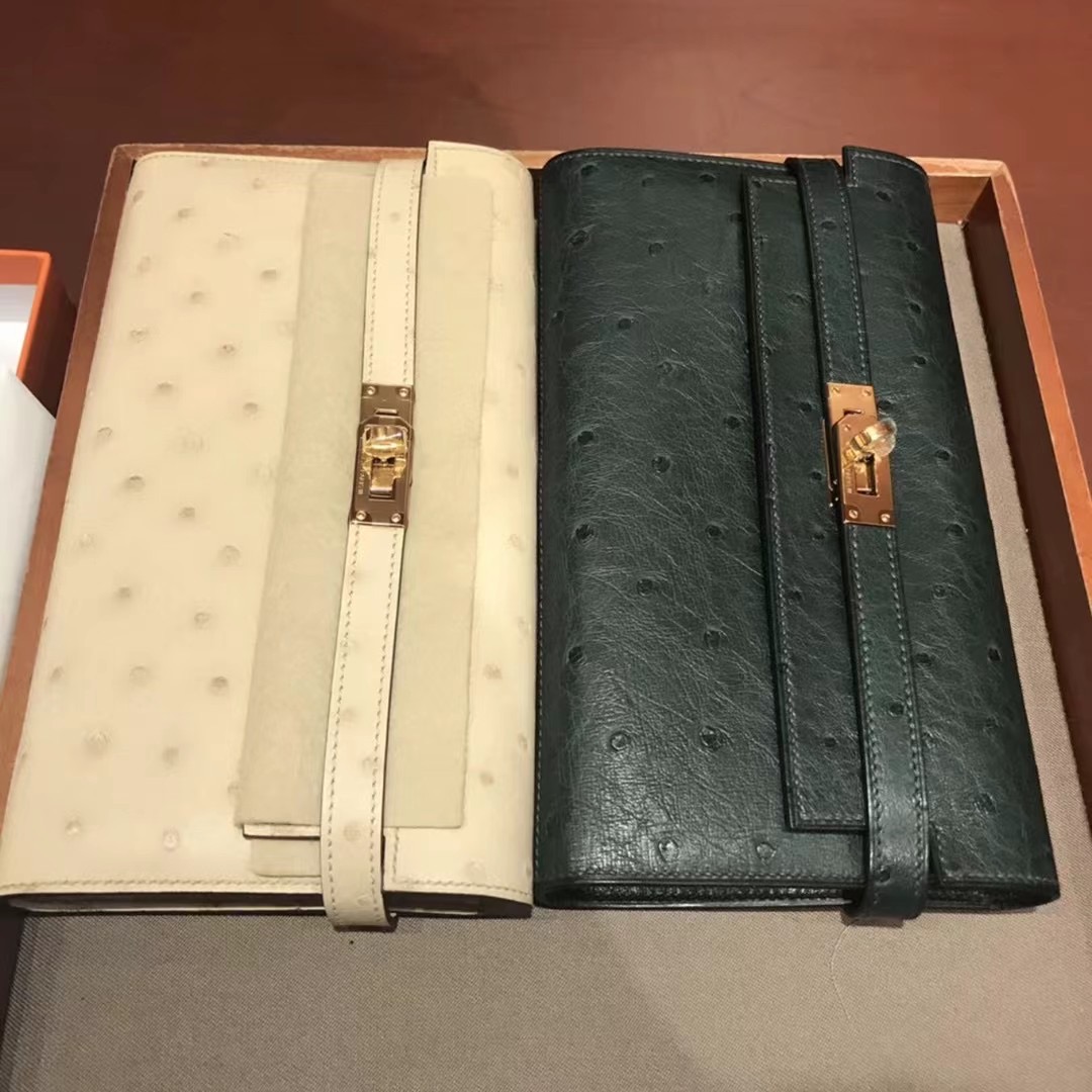 Saudi Arabia Hermes Kelly classic wallet Ostrich 鴕鳥皮 長款 錢包