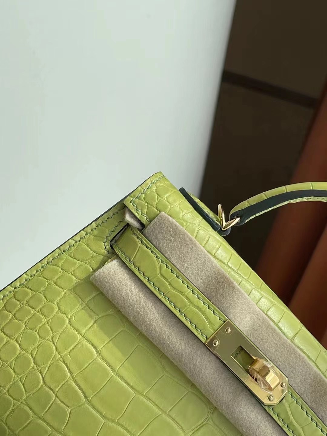 Macao Hermes Kelly mini II 2代 R9 Jaune Bourgeon 嫩芽黃 霧面方塊 美洲鱷魚