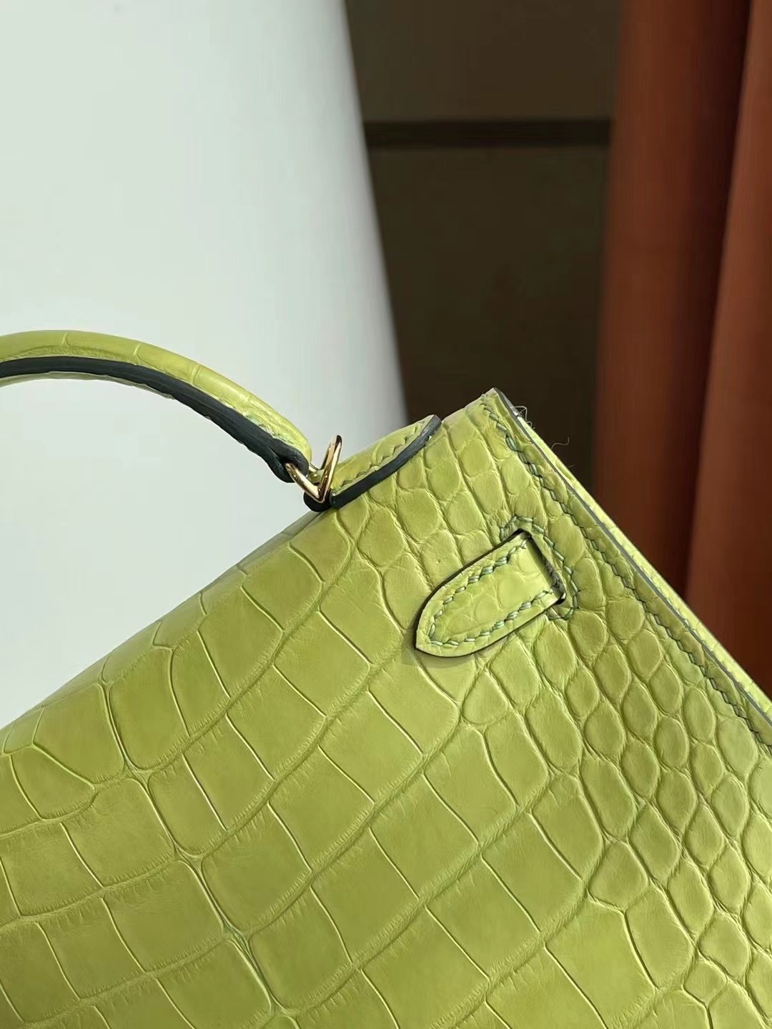 Macao Hermes Kelly mini II 2代 R9 Jaune Bourgeon 嫩芽黃 霧面方塊 美洲鱷魚