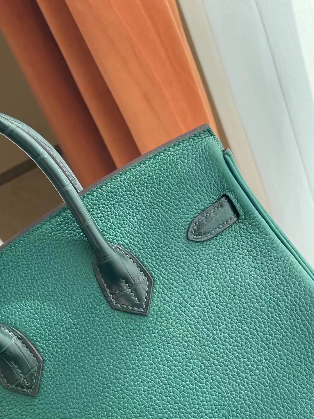 Hermes Birkin 25 Touch Z6 孔雀綠 Malachite拼6O Vert Cypres 松柏綠美洲鱷魚