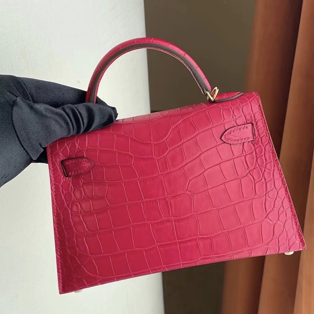 Macao Hermes Kelly mini II 2代 I6 Rose Extrême 極致粉 霧面方塊 美洲鱷魚