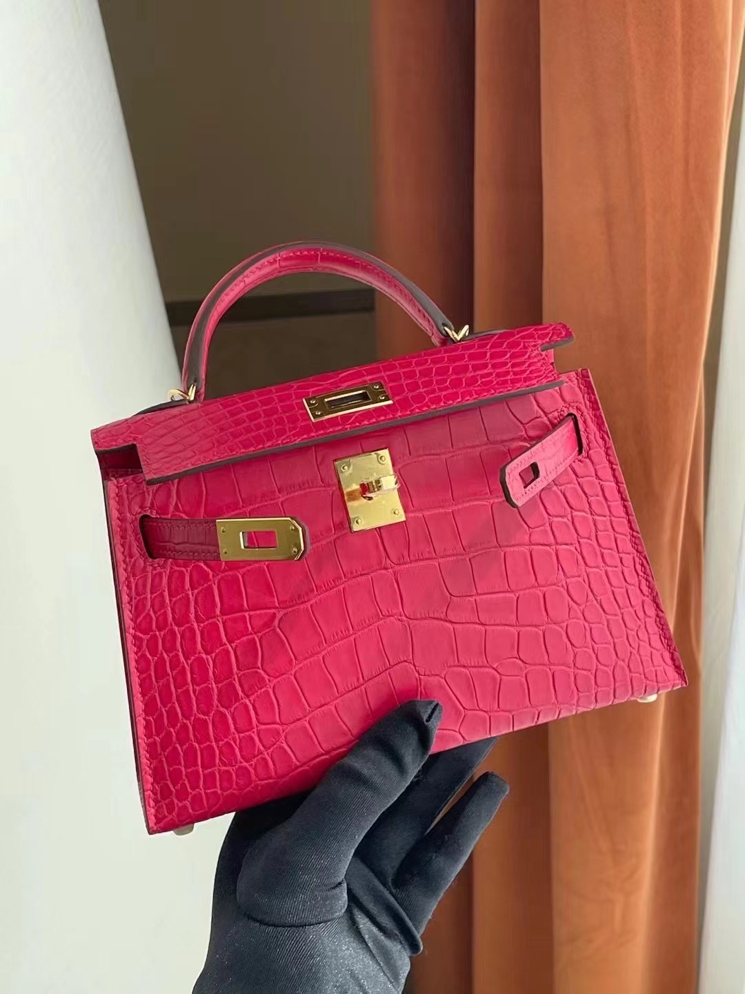 Macao Hermes Kelly mini II 2代 I6 Rose Extrême 極致粉 霧面方塊 美洲鱷魚