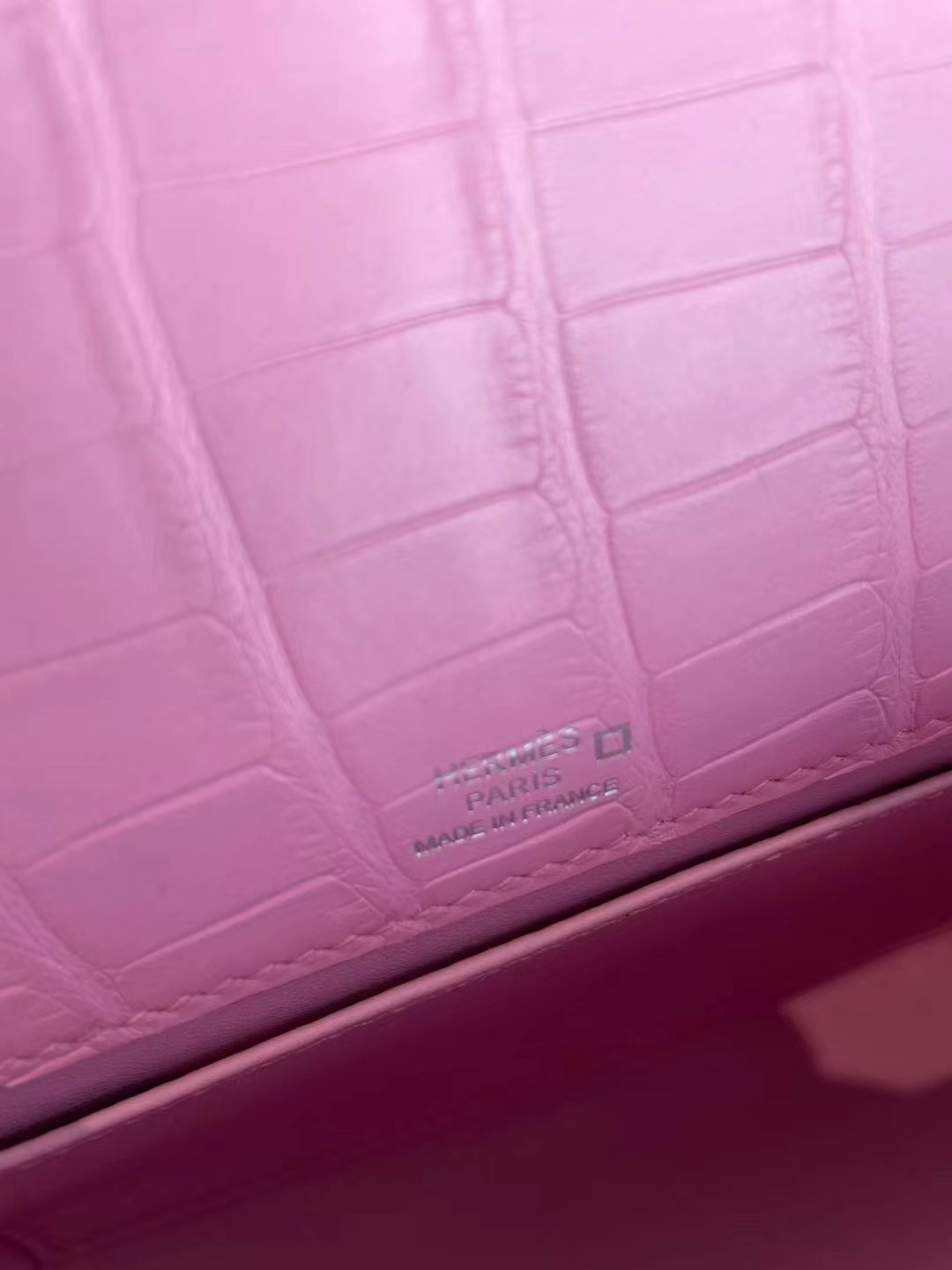 Hong Kong Hermes Mini Kelly Pochette 5P pink 櫻花粉 霧面方塊 美洲鱷魚