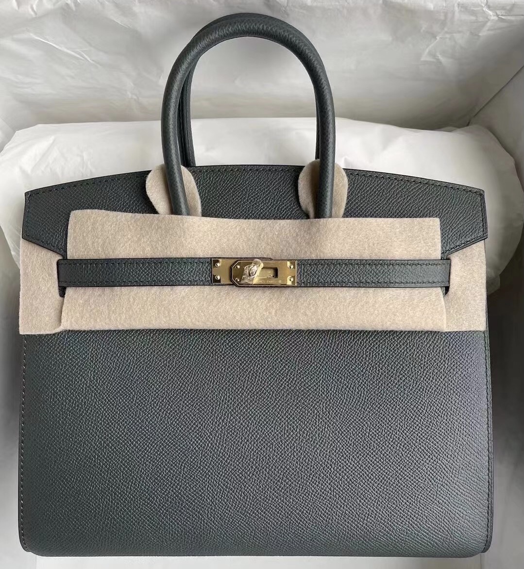 Hong Kong Hermes Birkin 25cm 外縫 Epsom C6 Vert De Gris 灰綠色 金扣