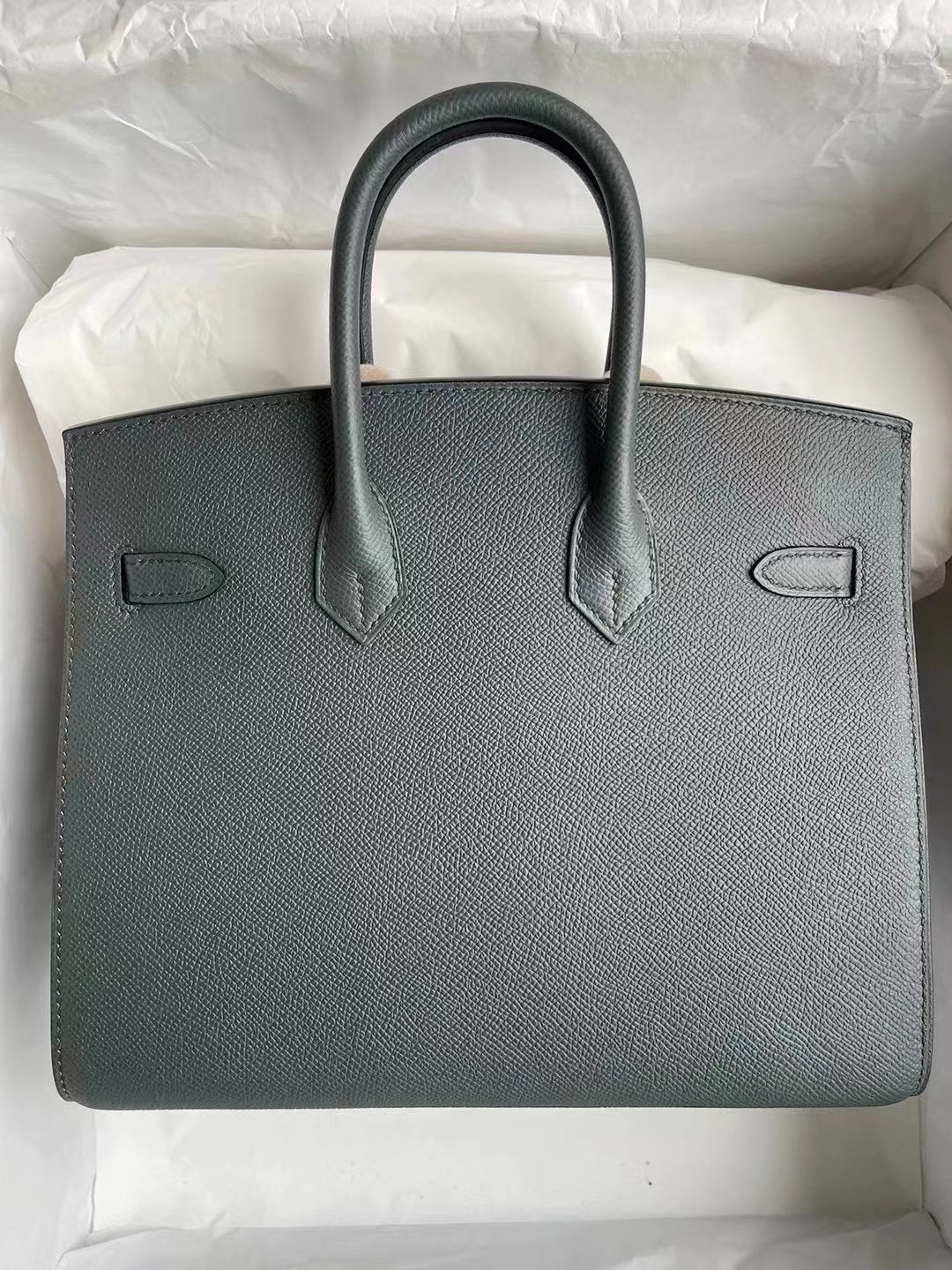 Hong Kong Hermes Birkin 25cm 外縫 Epsom C6 Vert De Gris 灰綠色 金扣