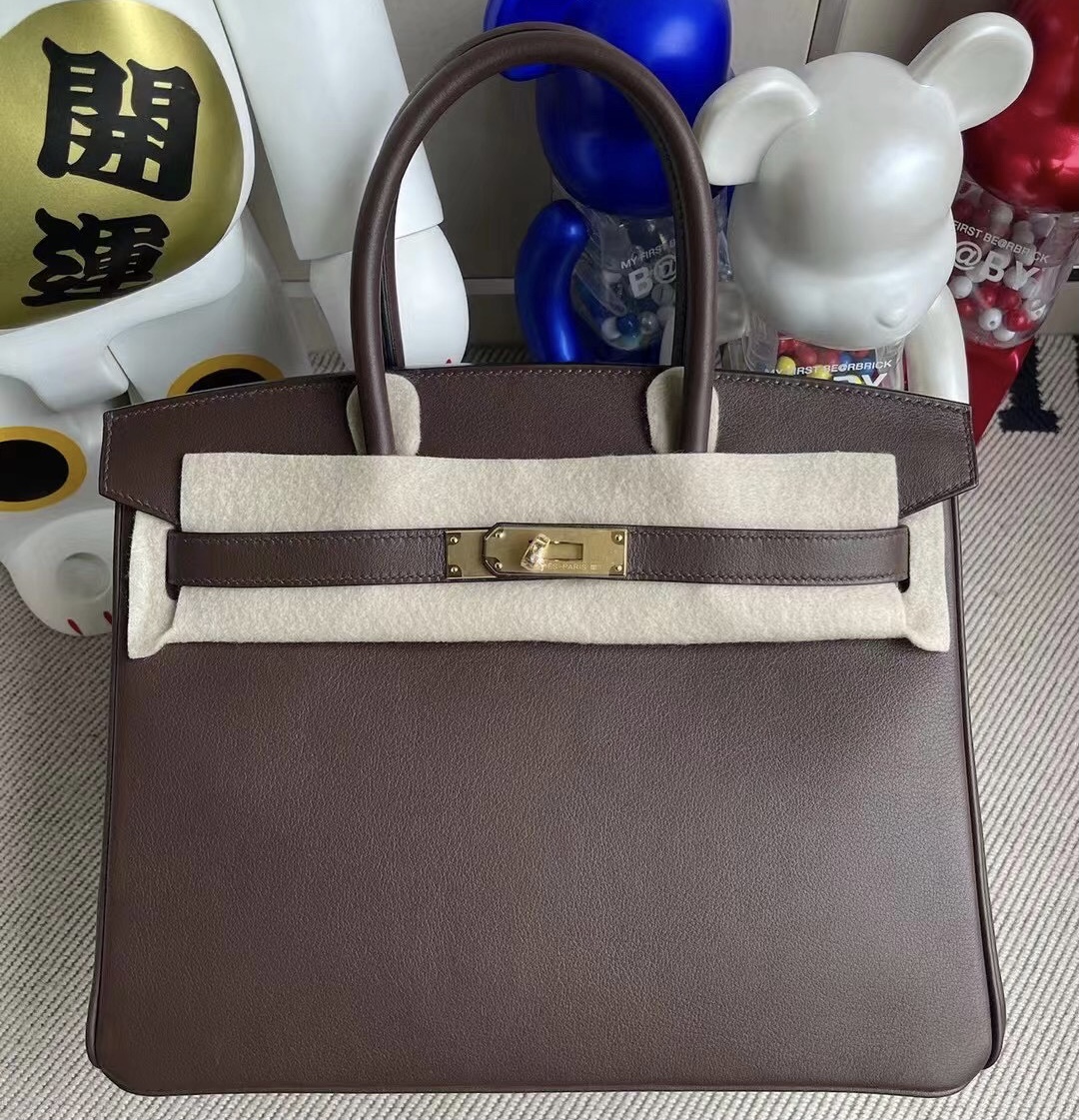 Hong Kong Hermes Birkin 30cm Swift CK47 chocolate 巧克力色 金扣