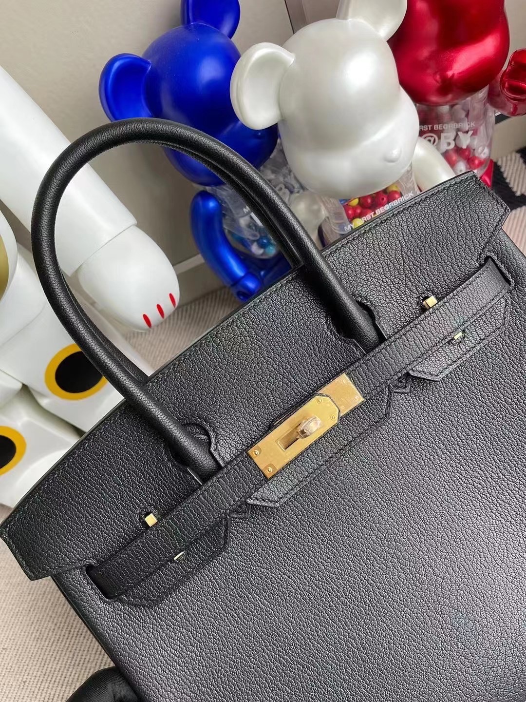 Taiwan Hermes Birkin 30 Chevre 山羊皮 89 Noir 內拼L3 Rose Poupre 磨砂金扣