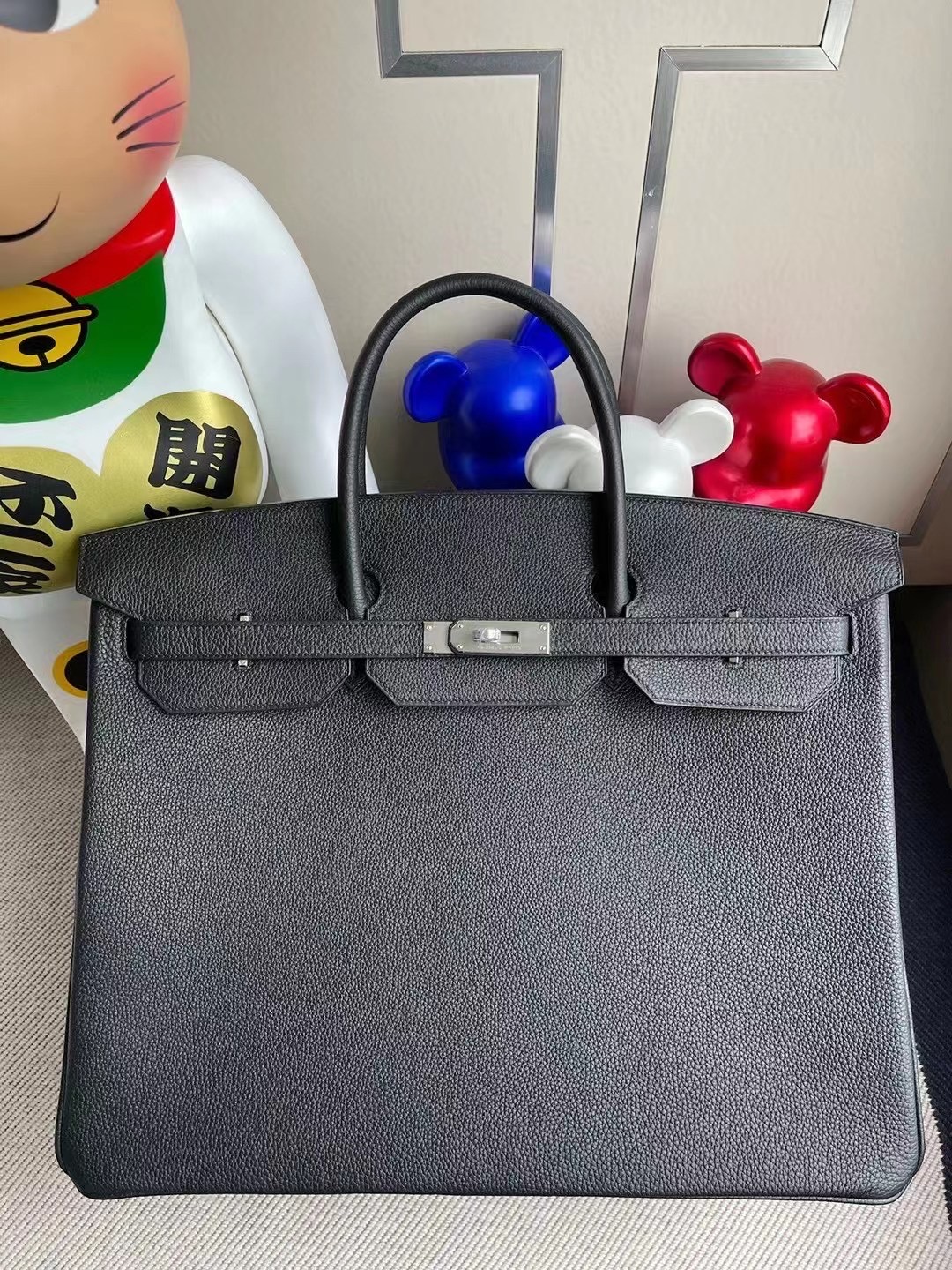 愛馬仕鉑金包40男款 Taiwan Hermes Birkin 40 Togo 89 Noir 黑色銀扣