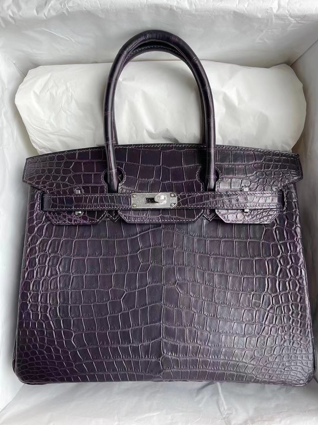 愛馬仕鉑金包官網價格查詢 Hermes Birkin 30cm 霧面澳洲灣鱷 59 Raisin 葡萄紫