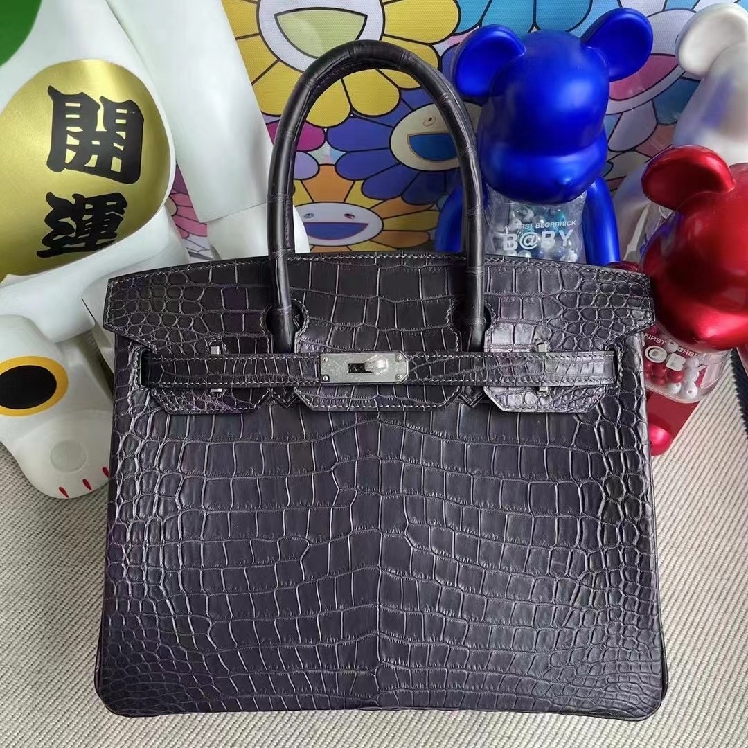 愛馬仕鉑金包官網價格查詢 Hermes Birkin 30cm 霧面澳洲灣鱷 59 Raisin 葡萄紫