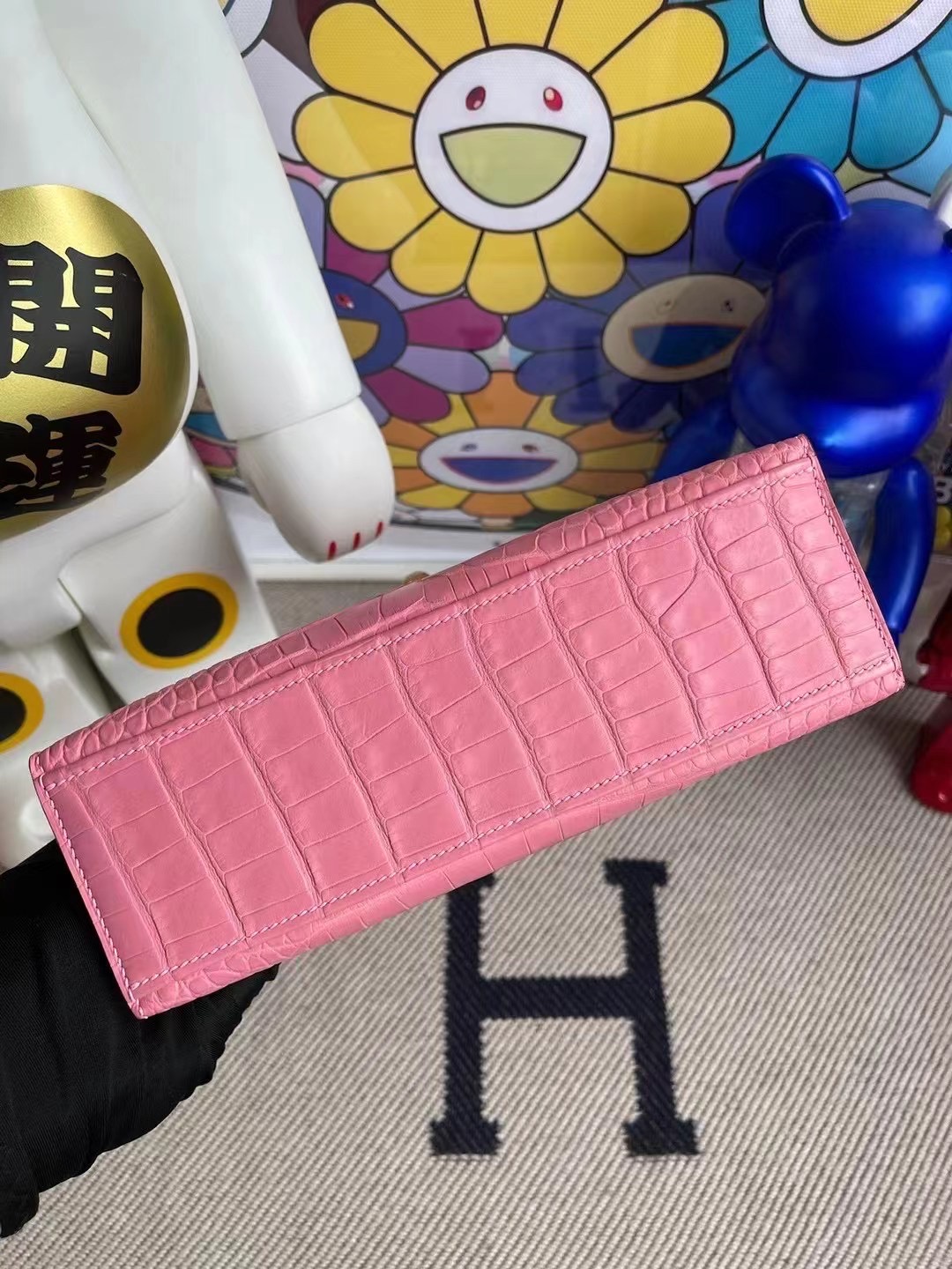 愛馬仕包包官網價格查詢 Hermes MiniKelly Pochette 5P pink 櫻花粉 霧面美洲鱷魚