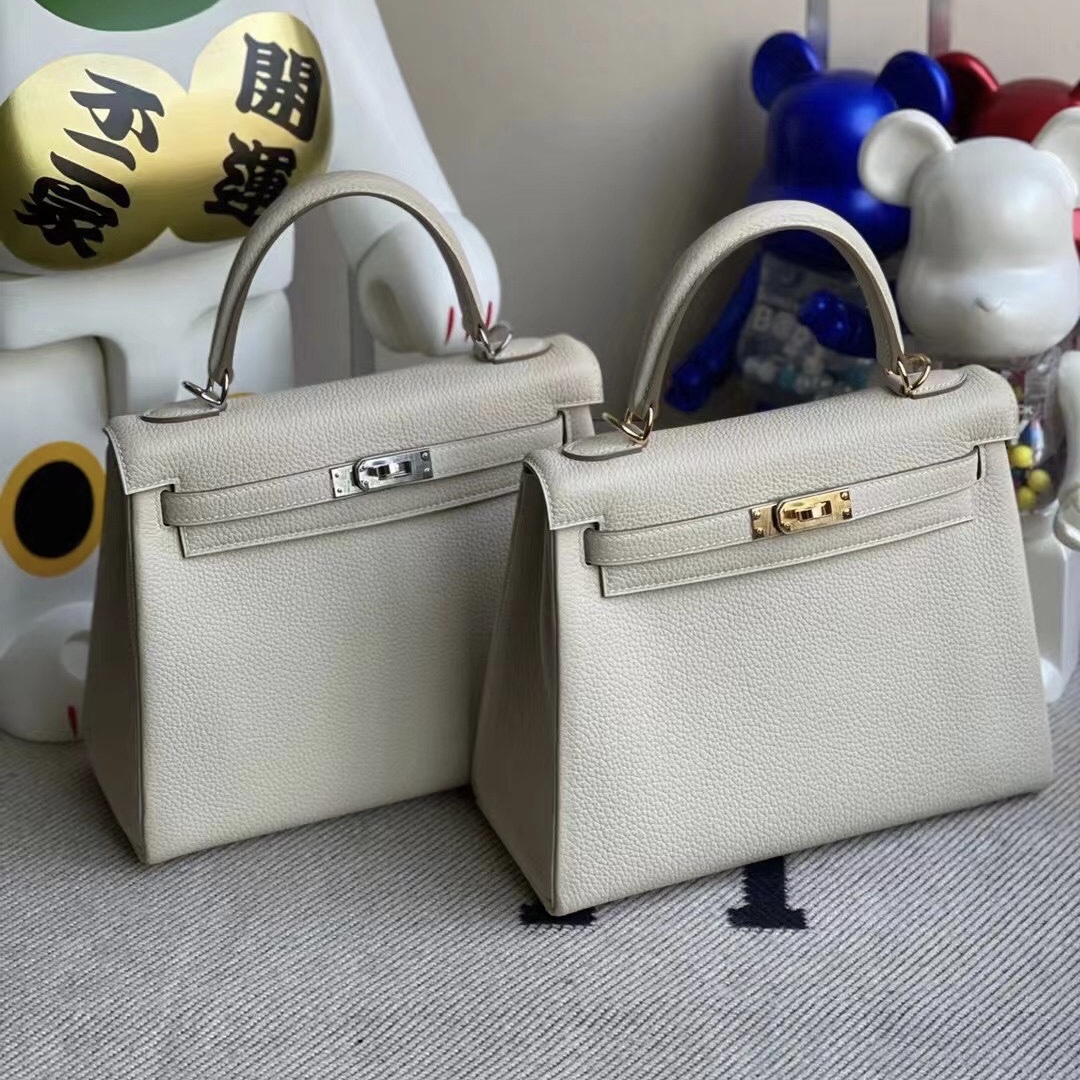 Hermes Kelly 25cm Togo 10 Craie 奶昔白 Togo 全手工蜜蠟線縫製