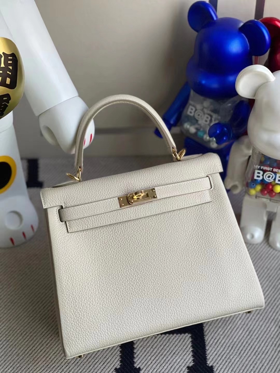 Hermes Kelly 25cm Togo 10 Craie 奶昔白 Togo 全手工蜜蠟線縫製