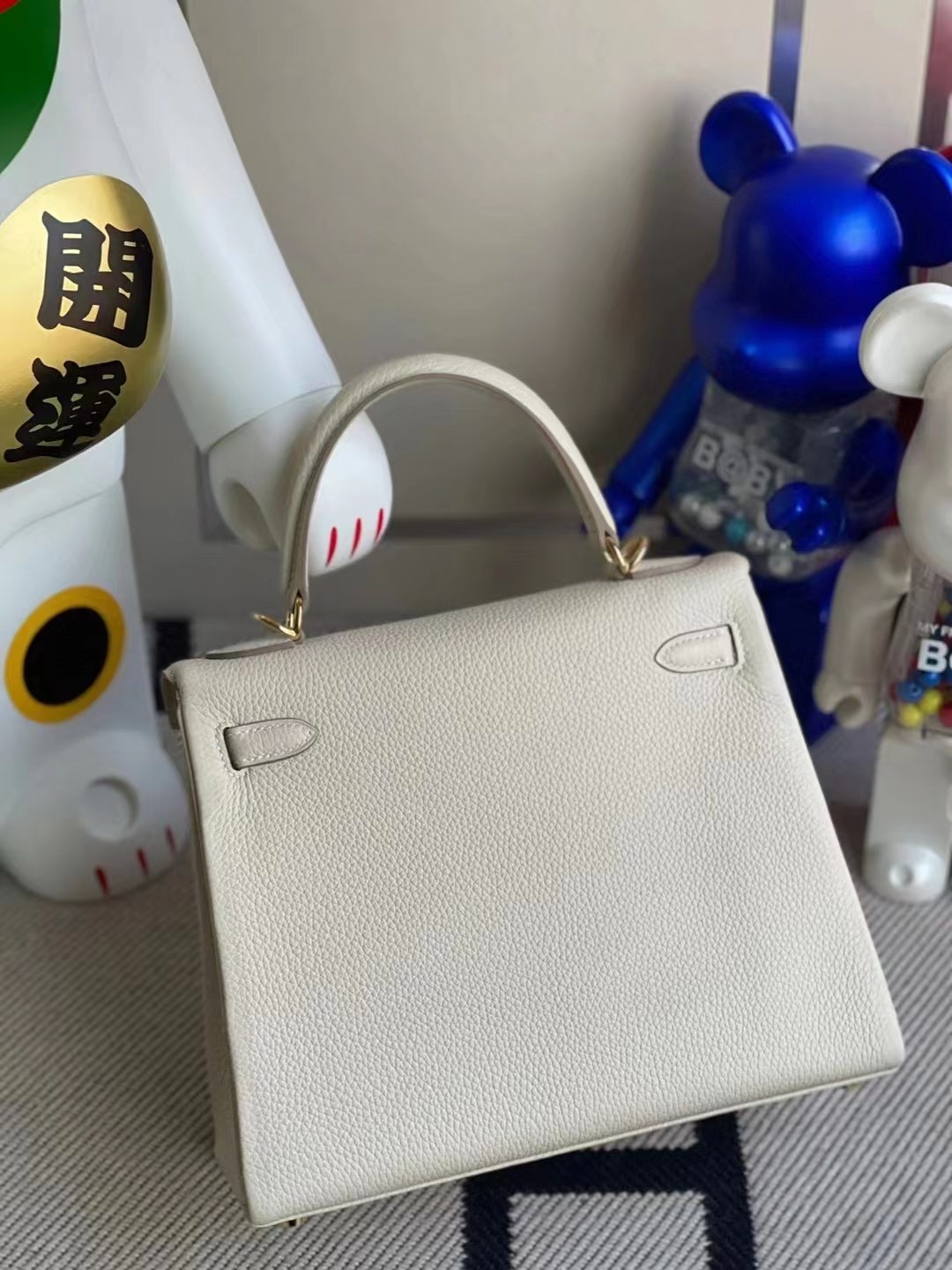 Hermes Kelly 25cm Togo 10 Craie 奶昔白 Togo  全手工蜜蠟線縫製