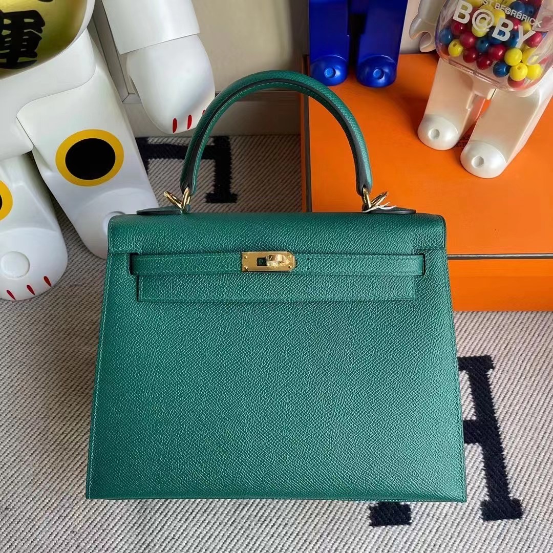 Macao Hermes Kelly 25cm Z6 Malachite 孔雀綠 9D 琥珀黃 U1 維羅納綠