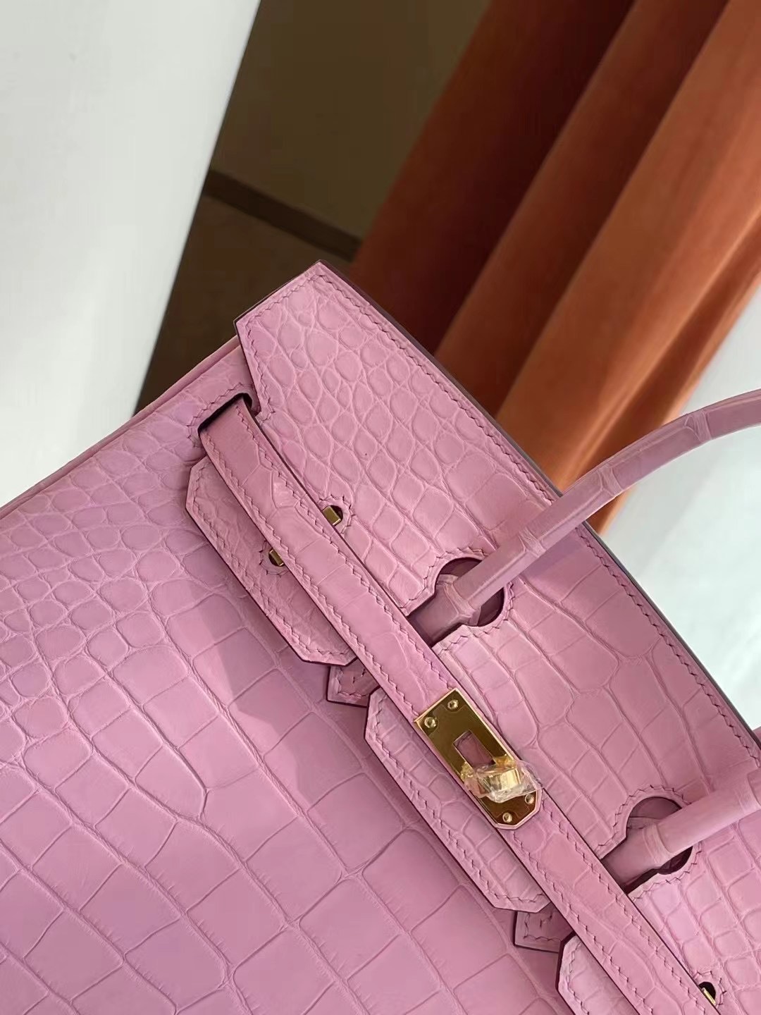 Hong Kong Hermes Birkin 25cm 5P Pink 櫻花粉 霧面方塊 美洲鱷魚