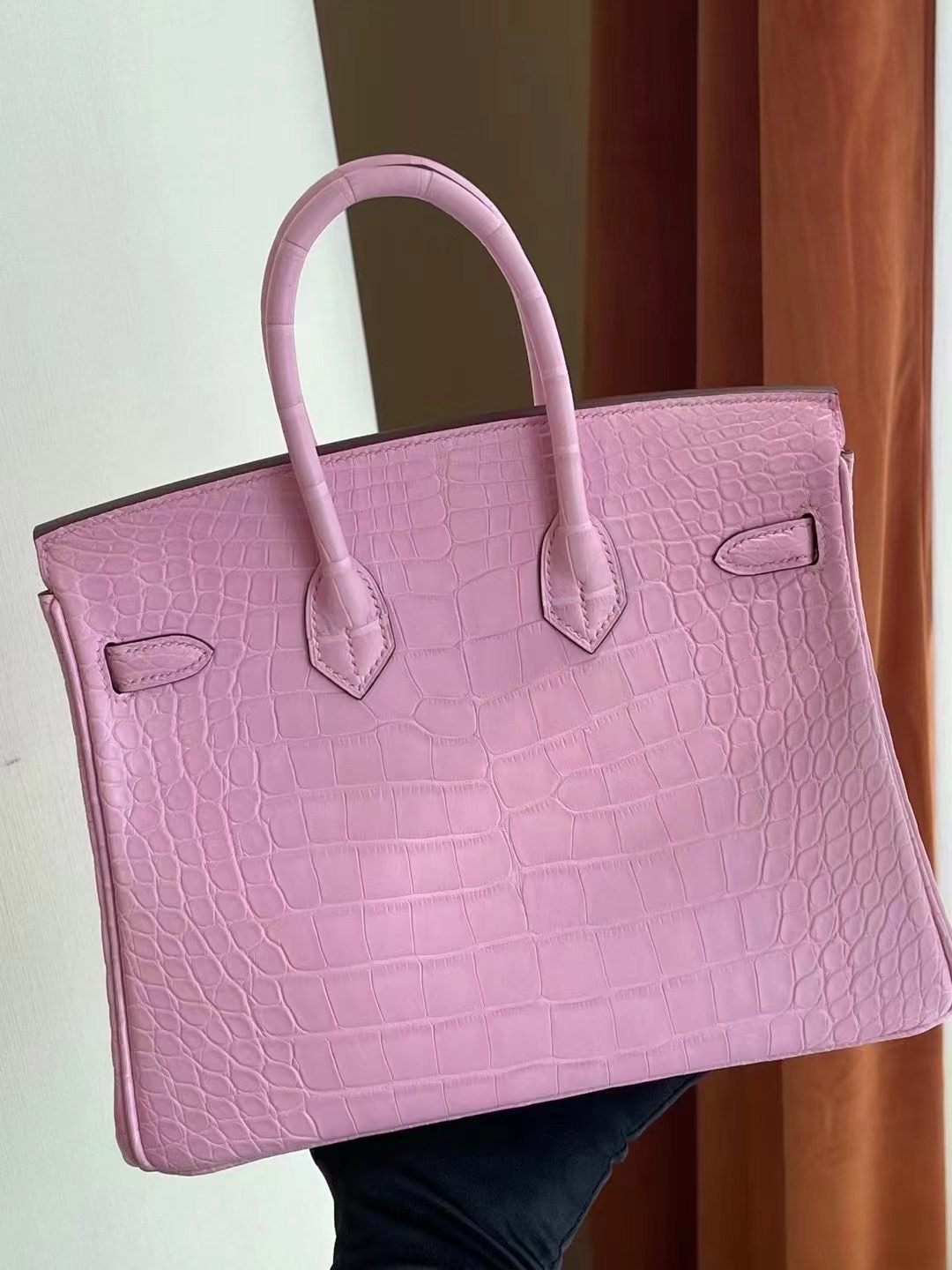 Hong Kong Hermes Birkin 25cm 5P Pink 櫻花粉 霧面方塊 美洲鱷魚