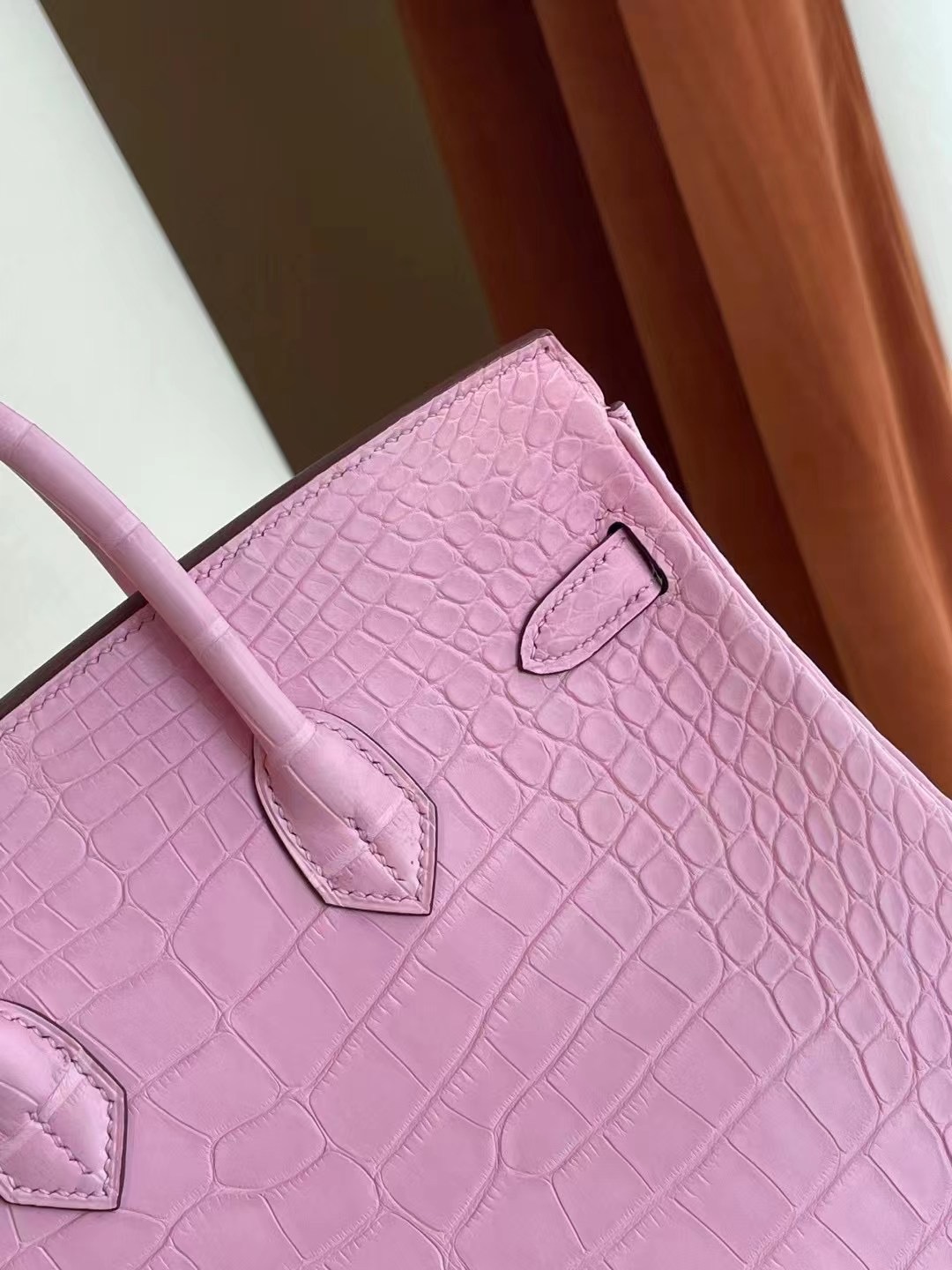 Hong Kong Hermes Birkin 25cm 5P Pink 櫻花粉 霧面方塊 美洲鱷魚