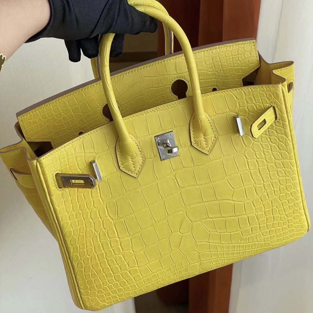 Hong Kong Hermes Birkin 25cm 9R Lime 檸檬黃 霧面方塊 美洲鱷魚