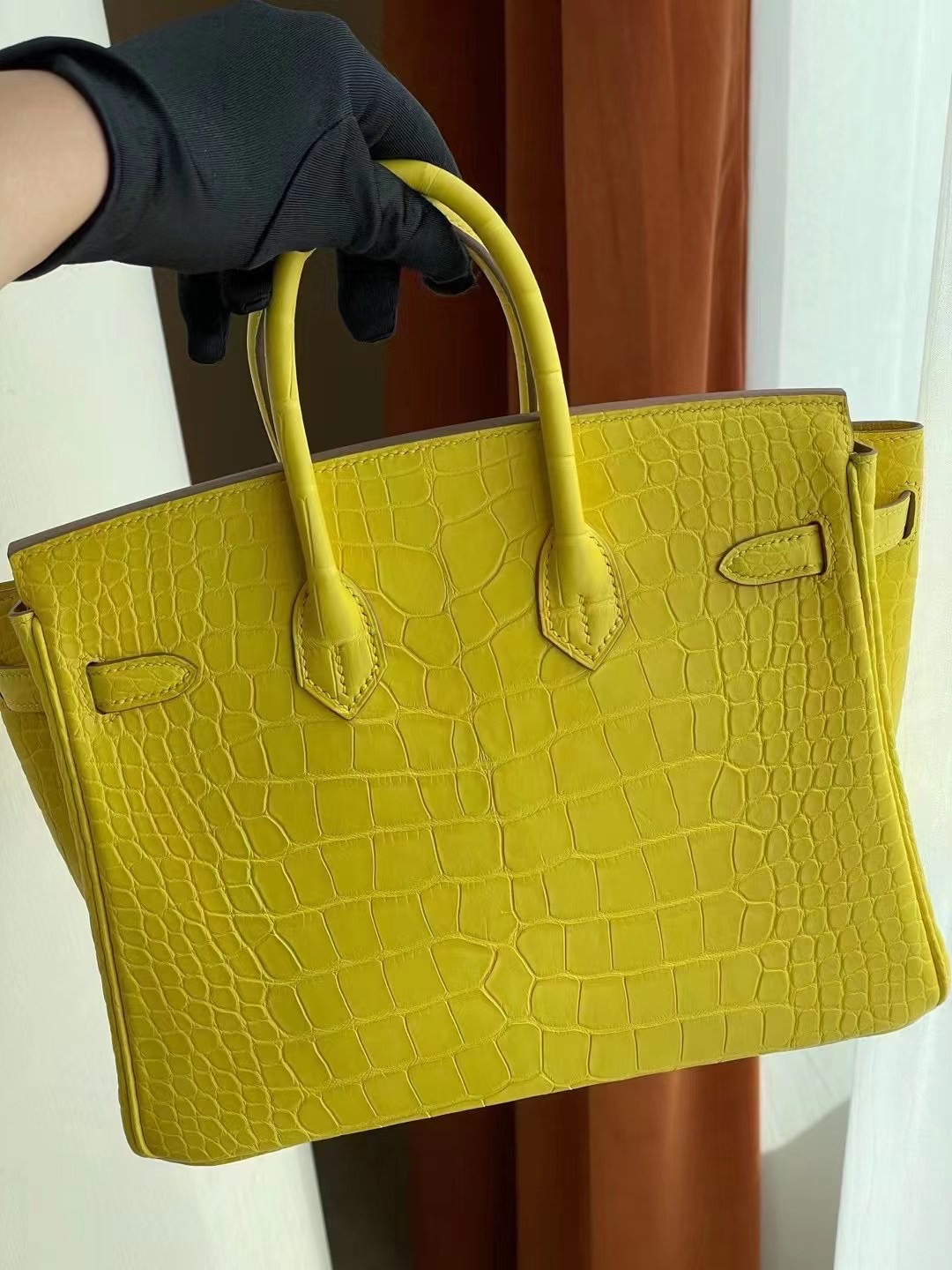 Hong Kong Hermes Birkin 25cm 9R Lime 檸檬黃 霧面方塊 美洲鱷魚