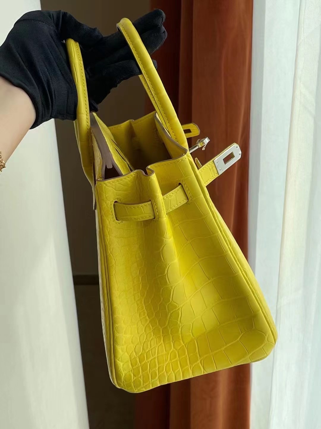 Hong Kong Hermes Birkin 25cm 9R Lime 檸檬黃 霧面方塊 美洲鱷魚