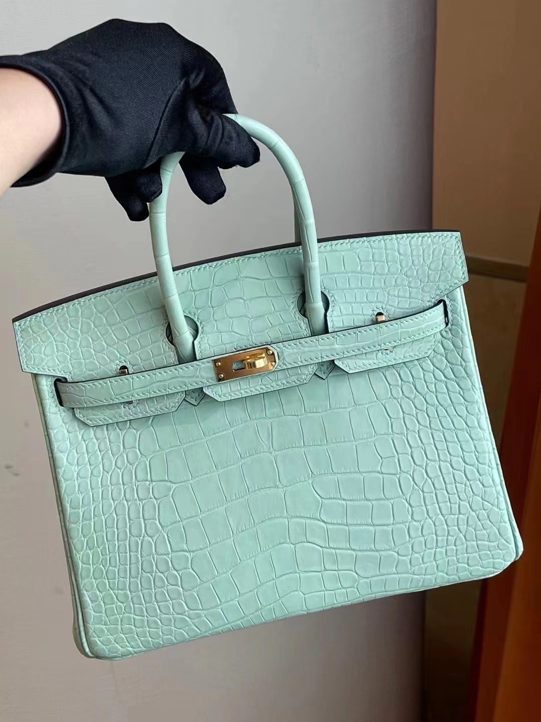 Hong Kong Hermes Birkin 25cm 6U Vert Dfau 綠色 霧面美洲鱷魚銀扣