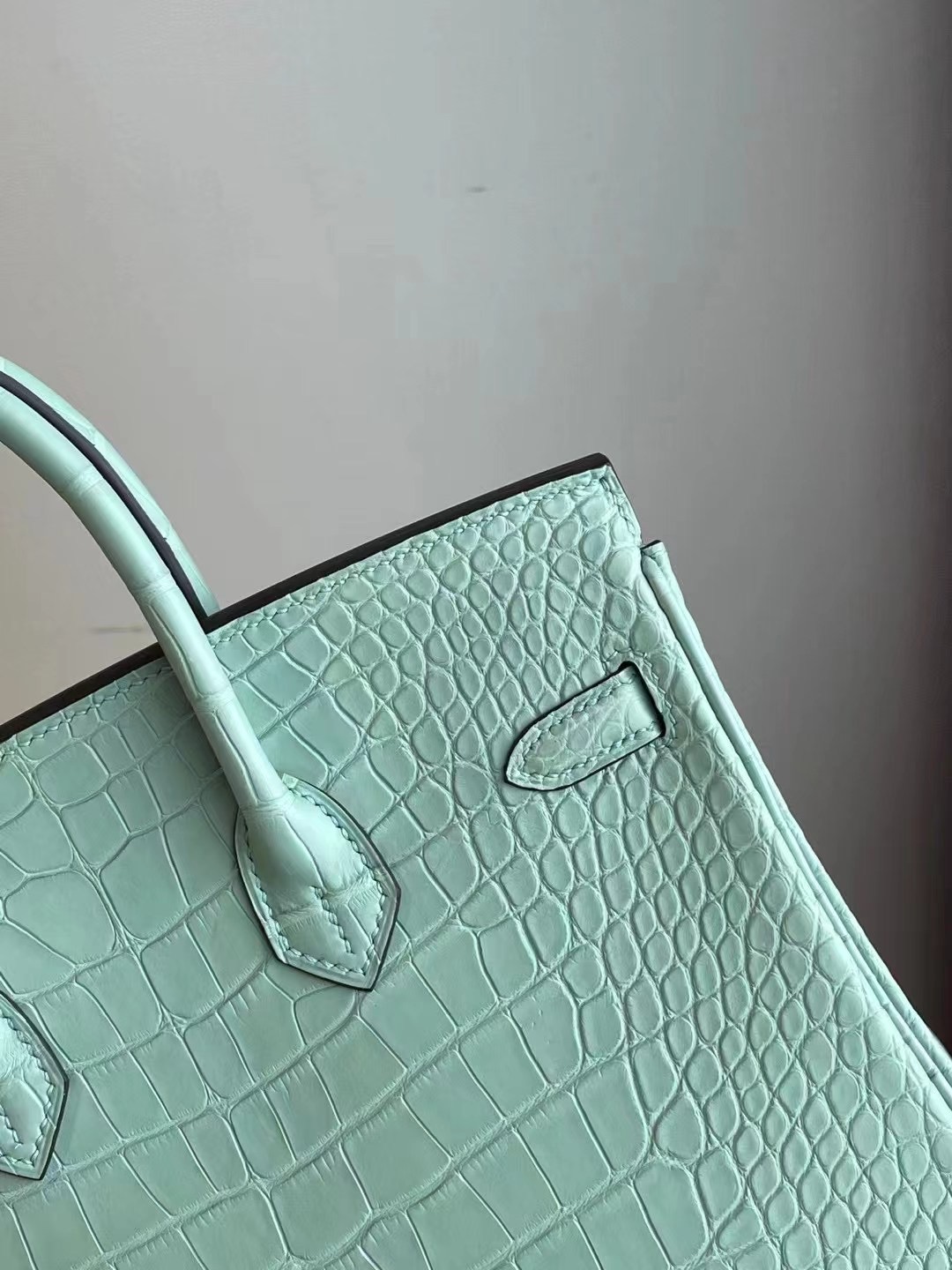 Hong Kong Hermes Birkin 25cm 6U Vert Dfau 綠色 霧面美洲鱷魚銀扣