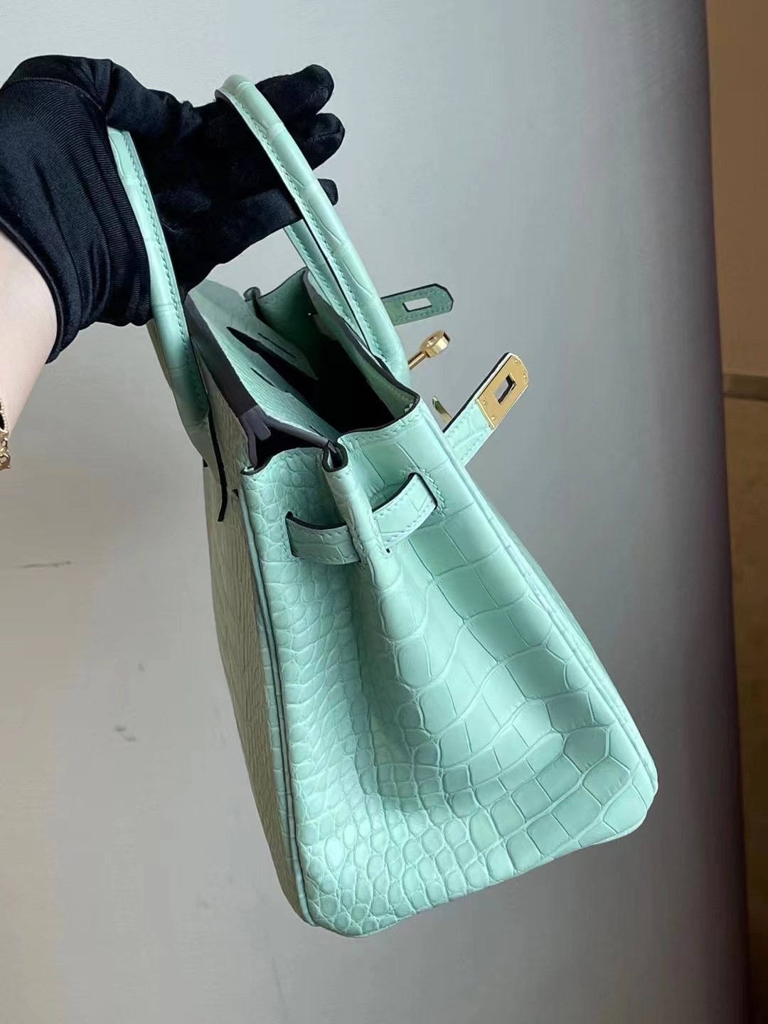 Hong Kong Hermes Birkin 25cm 6U Vert Dfau 綠色 霧面美洲鱷魚銀扣