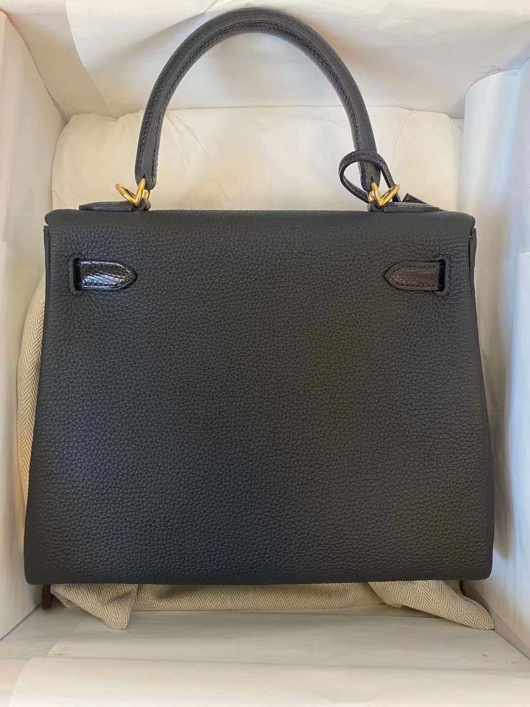 Hong Kong Hermes Kelly 25cm Touch Togo/蜥蜴皮 CC89 Noir 黑色 金扣