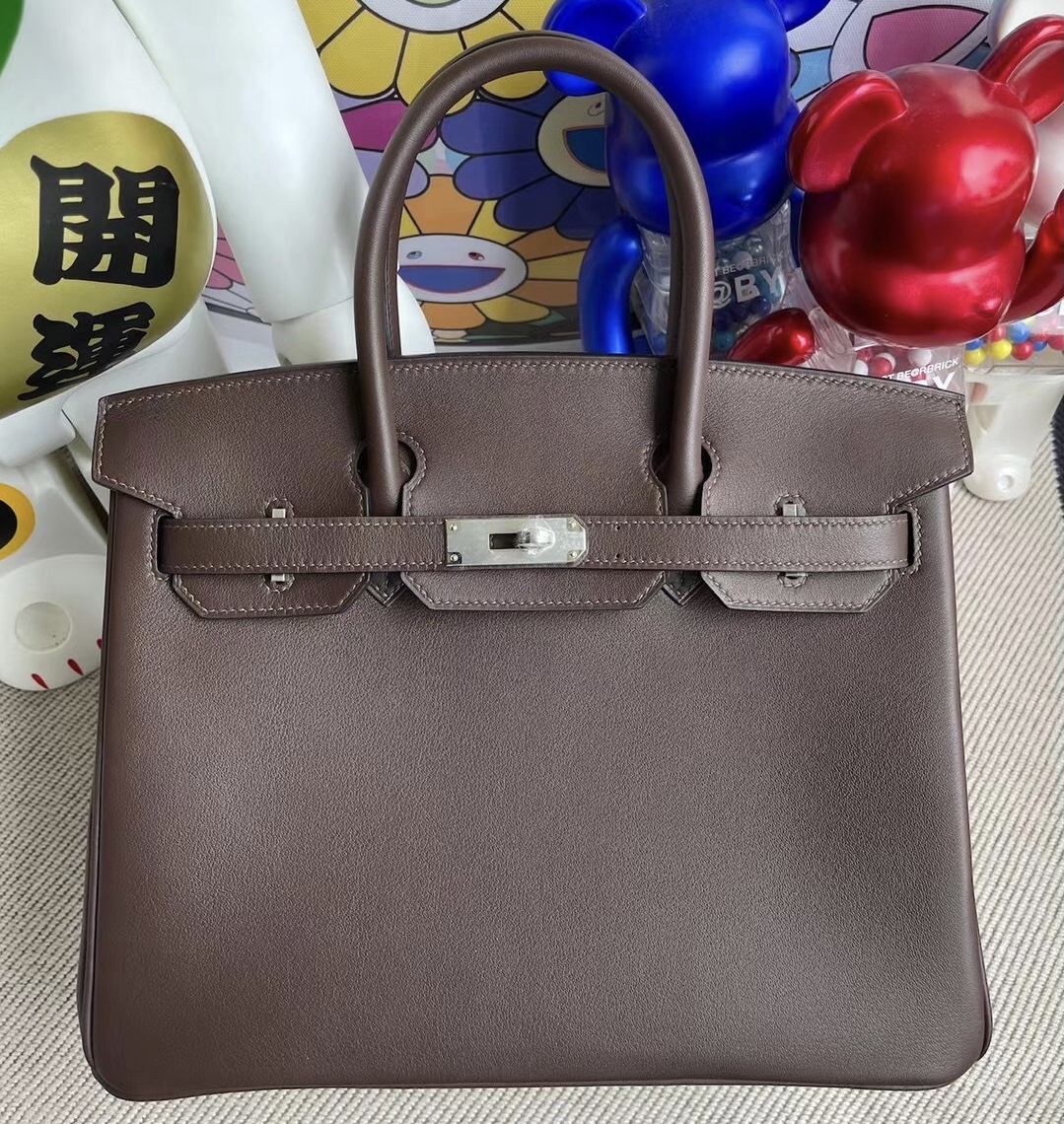 愛馬仕 Hermes Birkin 30cm Swift calfskin CK47 chocolate 银扣