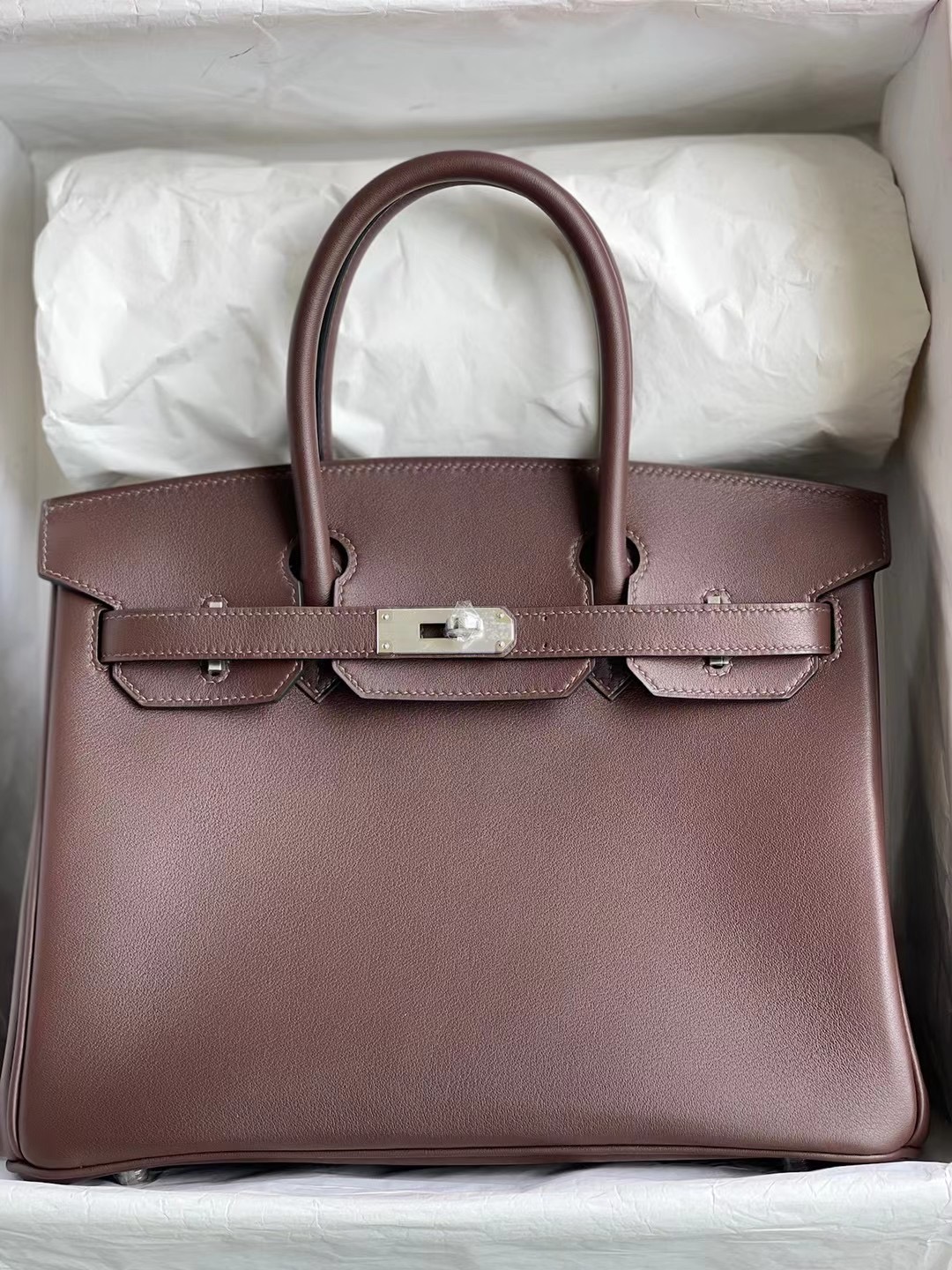 愛馬仕 Hermes Birkin 30cm Swift calfskin CK47 chocolate 银扣