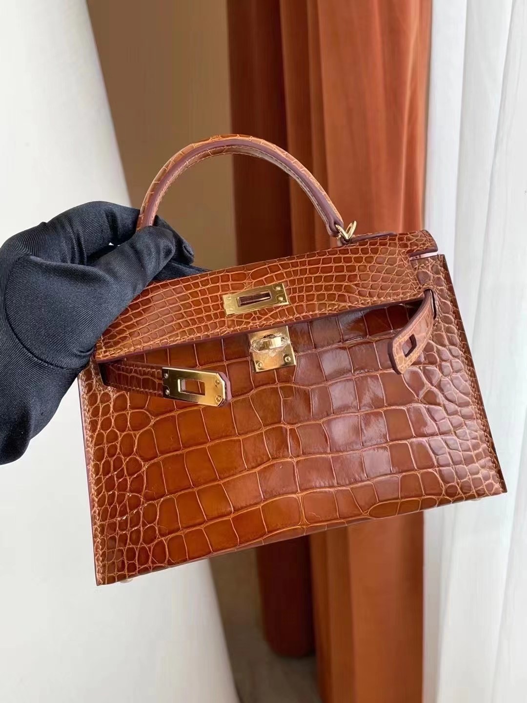 Hong Kong Hermes Kelly Mini II 2代 CK31 Miel 蜜糖棕 美洲鱷魚