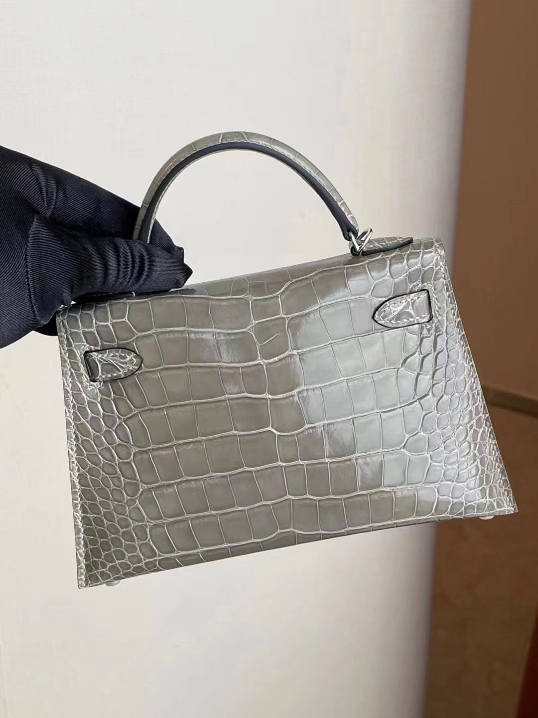 Hong Kong Hermes Kelly Mini II 2代 81 gris tourterelle 斑鳩灰美洲鱷魚