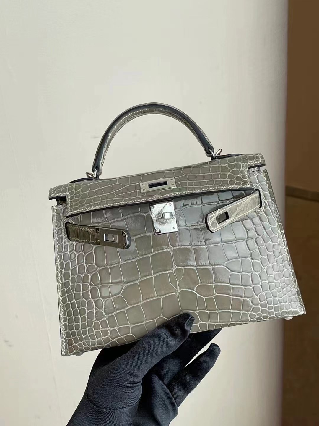 Hong Kong Hermes Kelly Mini II 2代 81 gris tourterelle 斑鳩灰美洲鱷魚