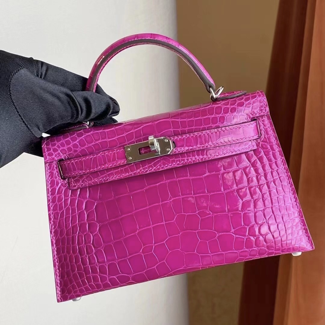 Bahrain Hermes Kelly Mini II 2代 J5 天方夜譚粉紫 Rose Sheheraradez 美洲鱷魚