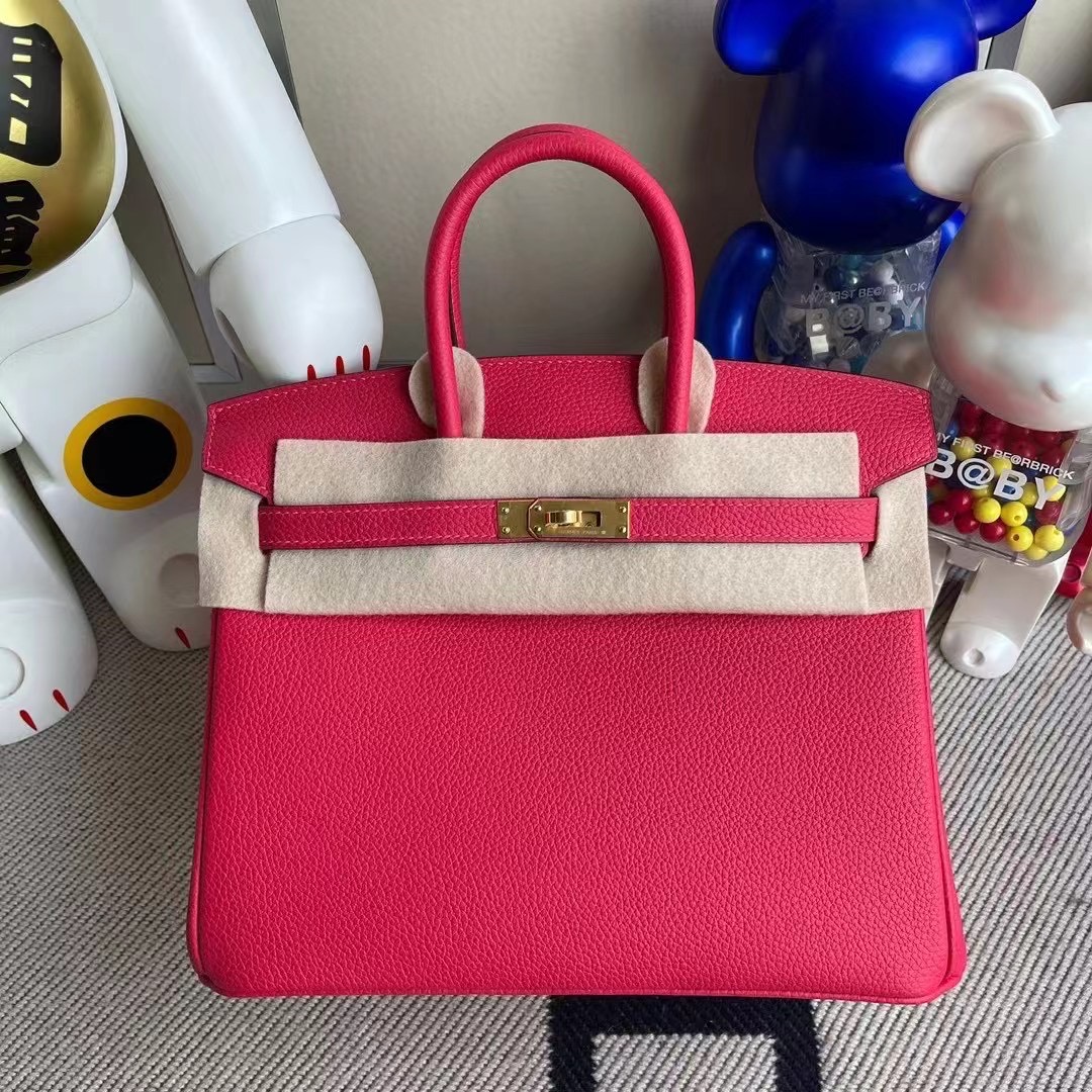 Bahrain Hermes Birkin 25cm Togo I6 Rose Extrême 極致粉 金扣 全手工蜜蠟線縫製